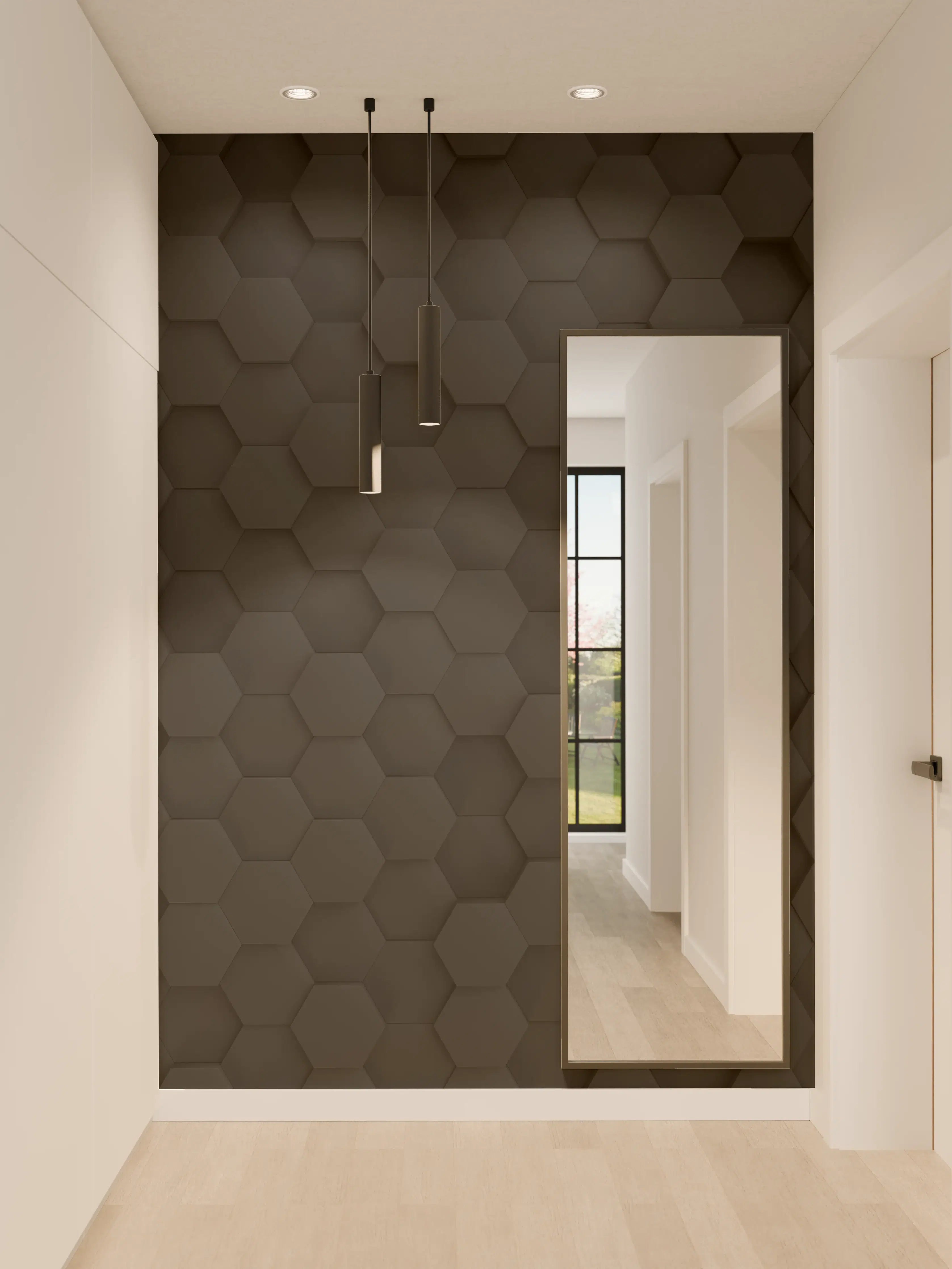 Wandverkleidung Flur - Dunkles Hexagon-Muster Wanddekoration