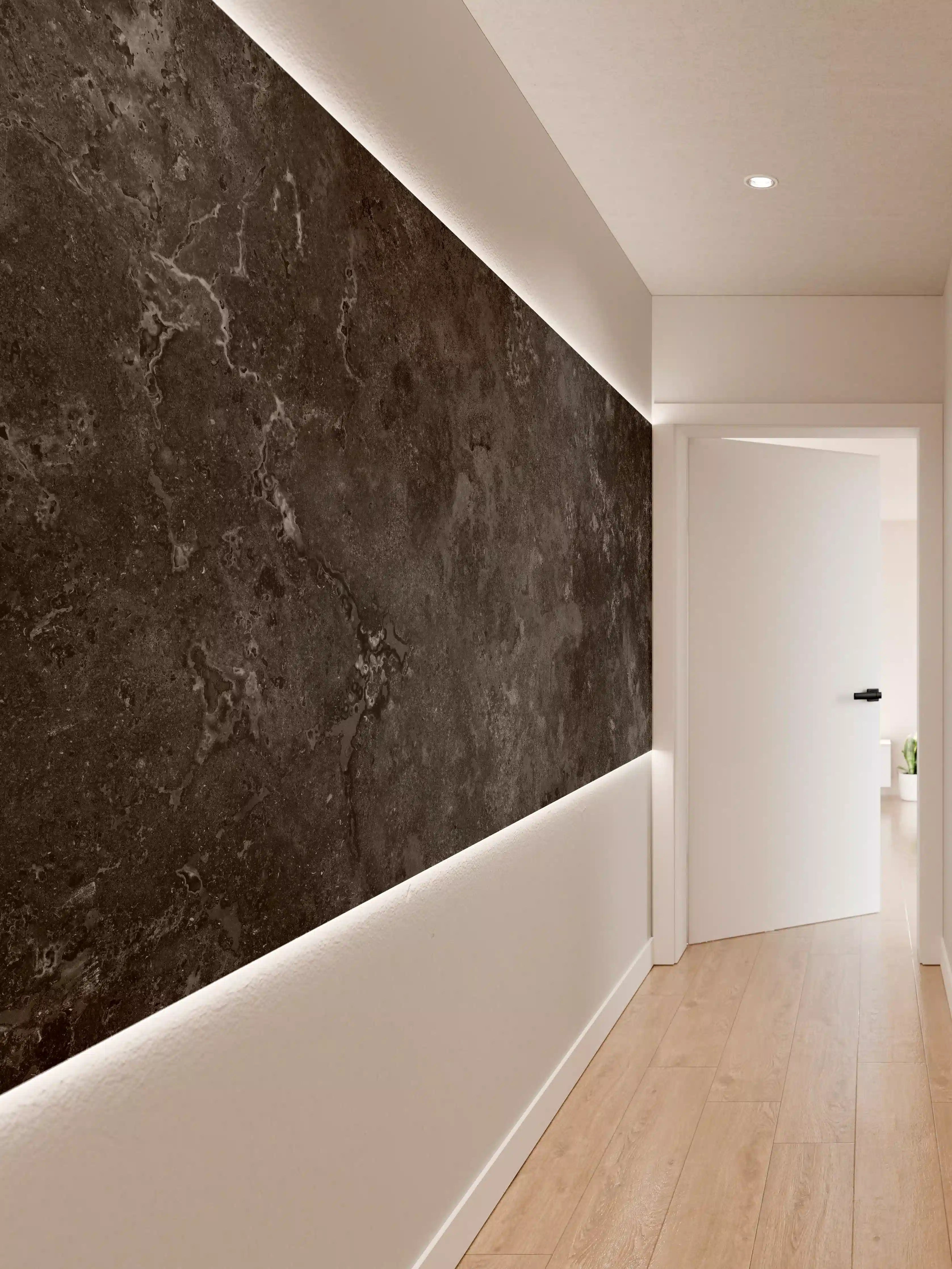 Wandverkleidung Flur - Dunkles Marmor Stein Design