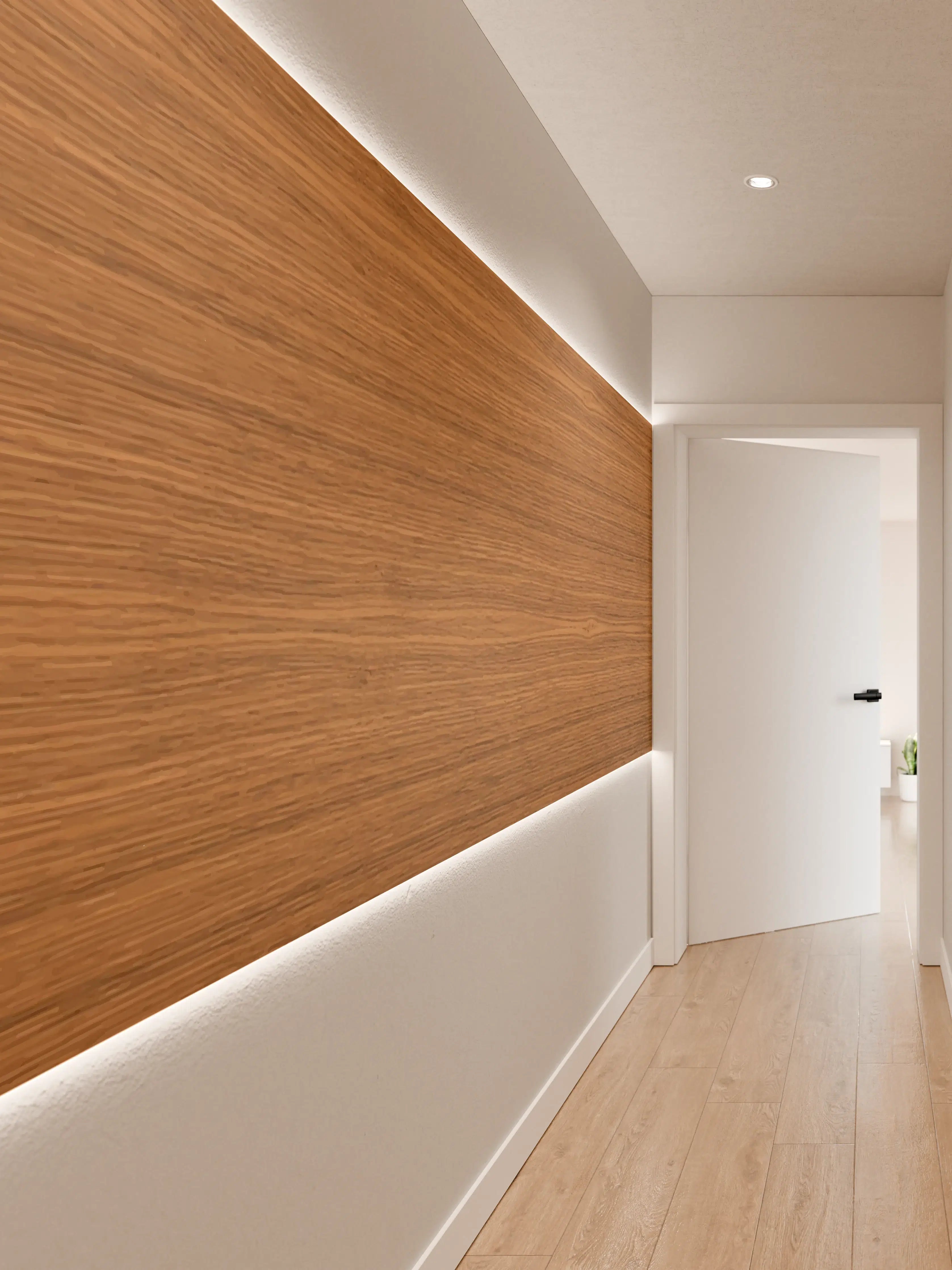 Wandverkleidung Flur - Edle Holzoptik Dunkelbraun Textur