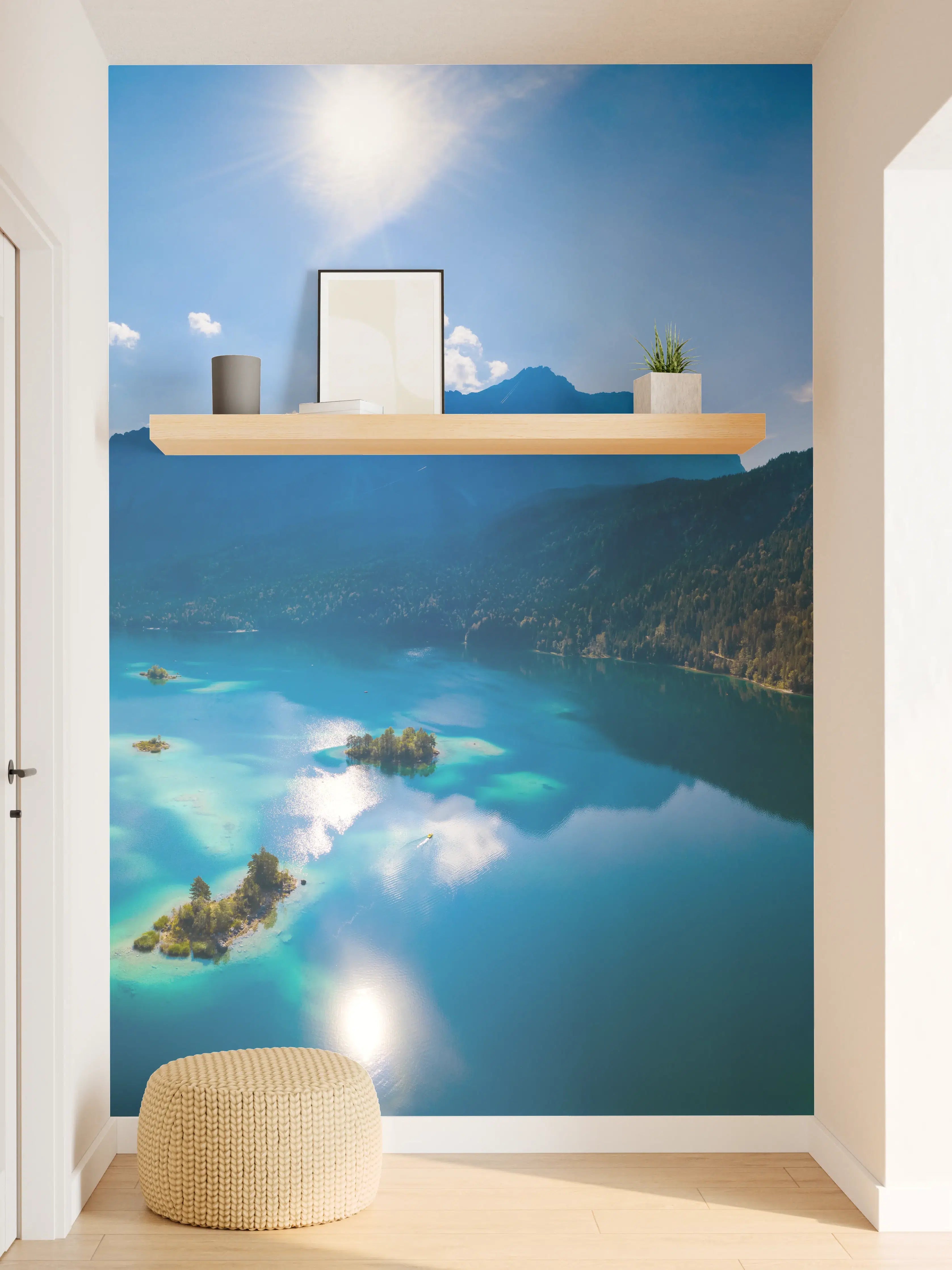 Wandverkleidung Flur - Eibsees mit der Zugspitze im Hintergrund