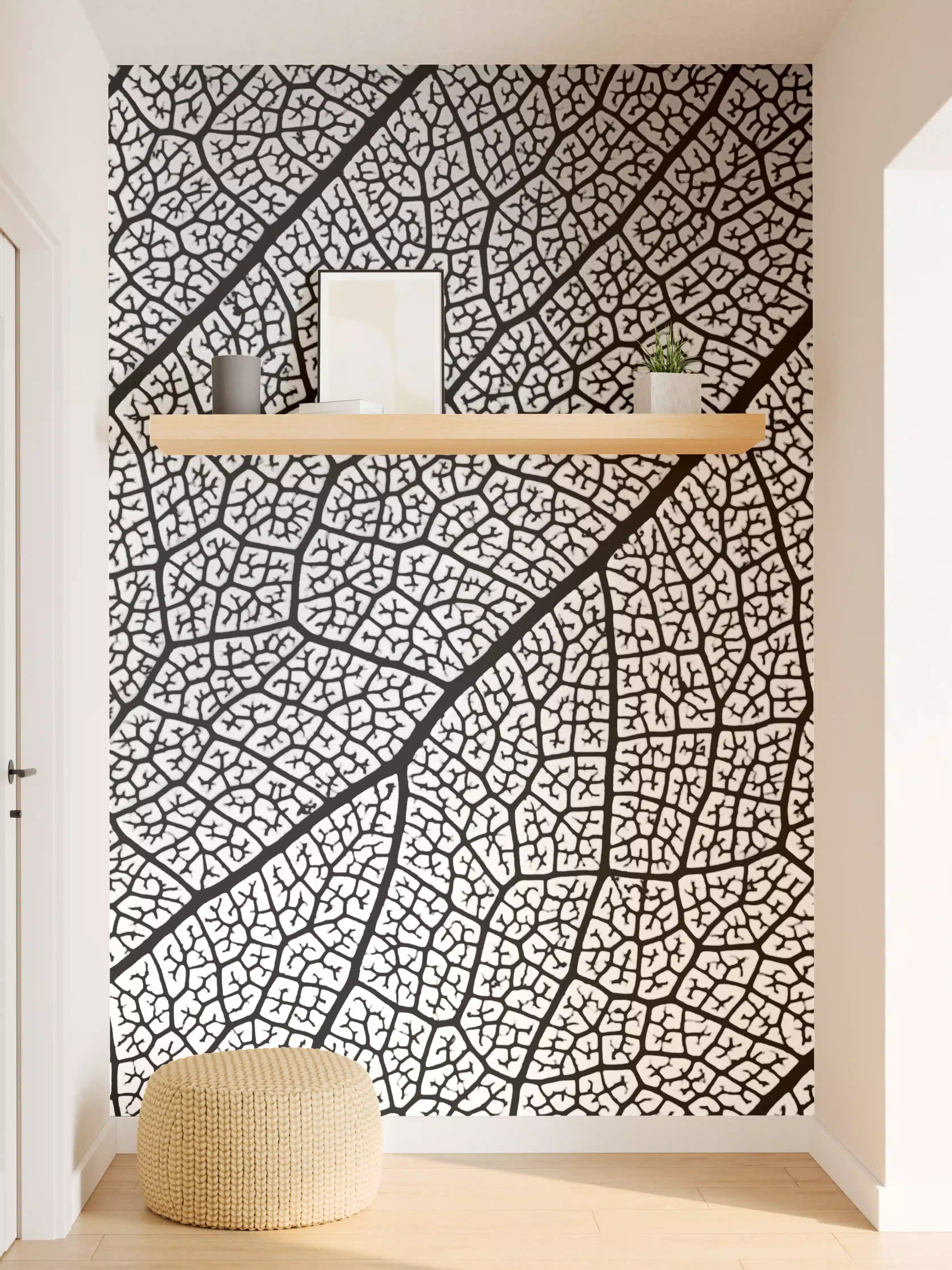 Wandverkleidung Flur - Einzigartige Schwarz-Weiß-Leaf-Textur