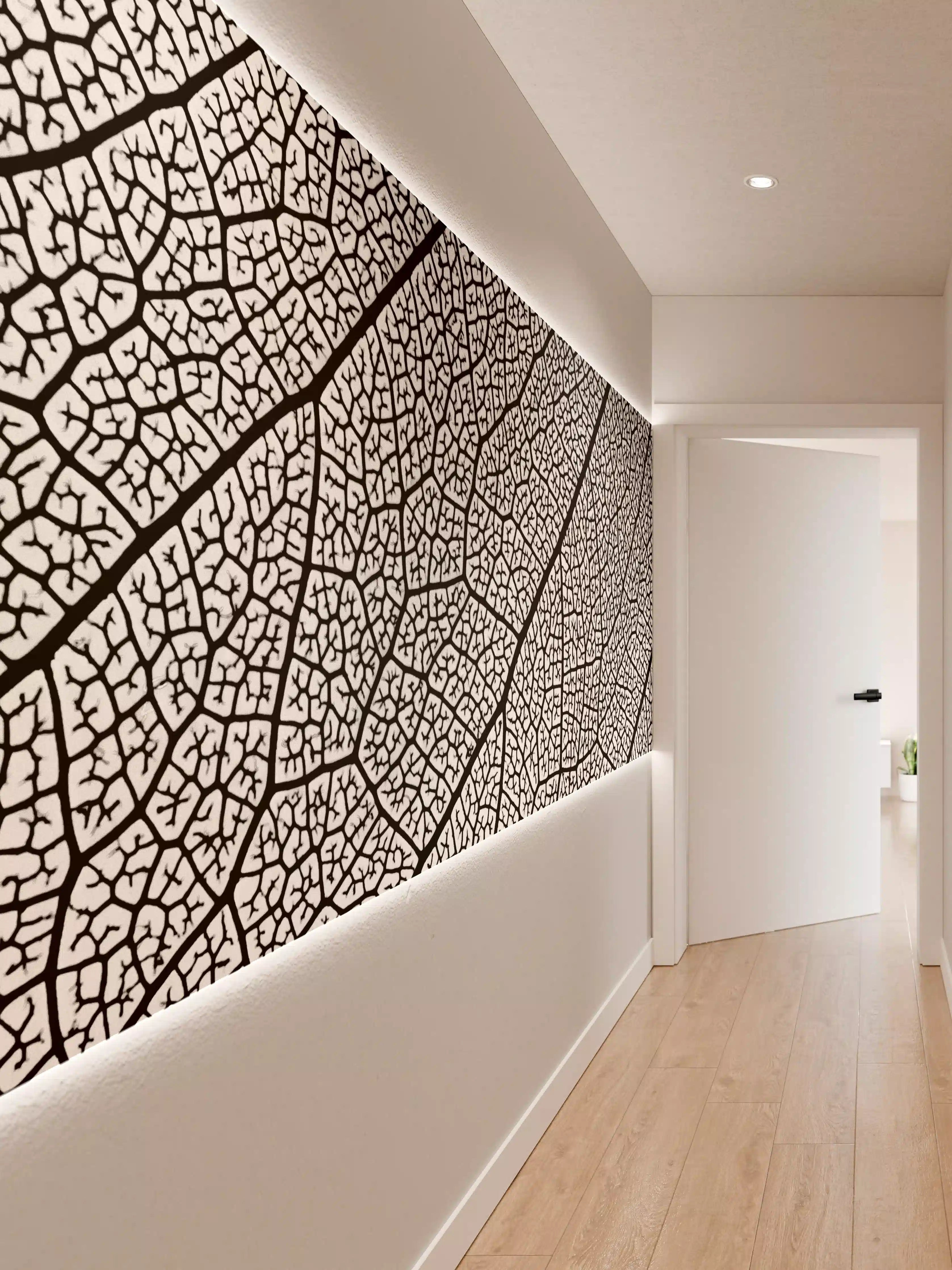 Wandverkleidung Flur - Einzigartige Schwarz-Weiß-Leaf-Textur