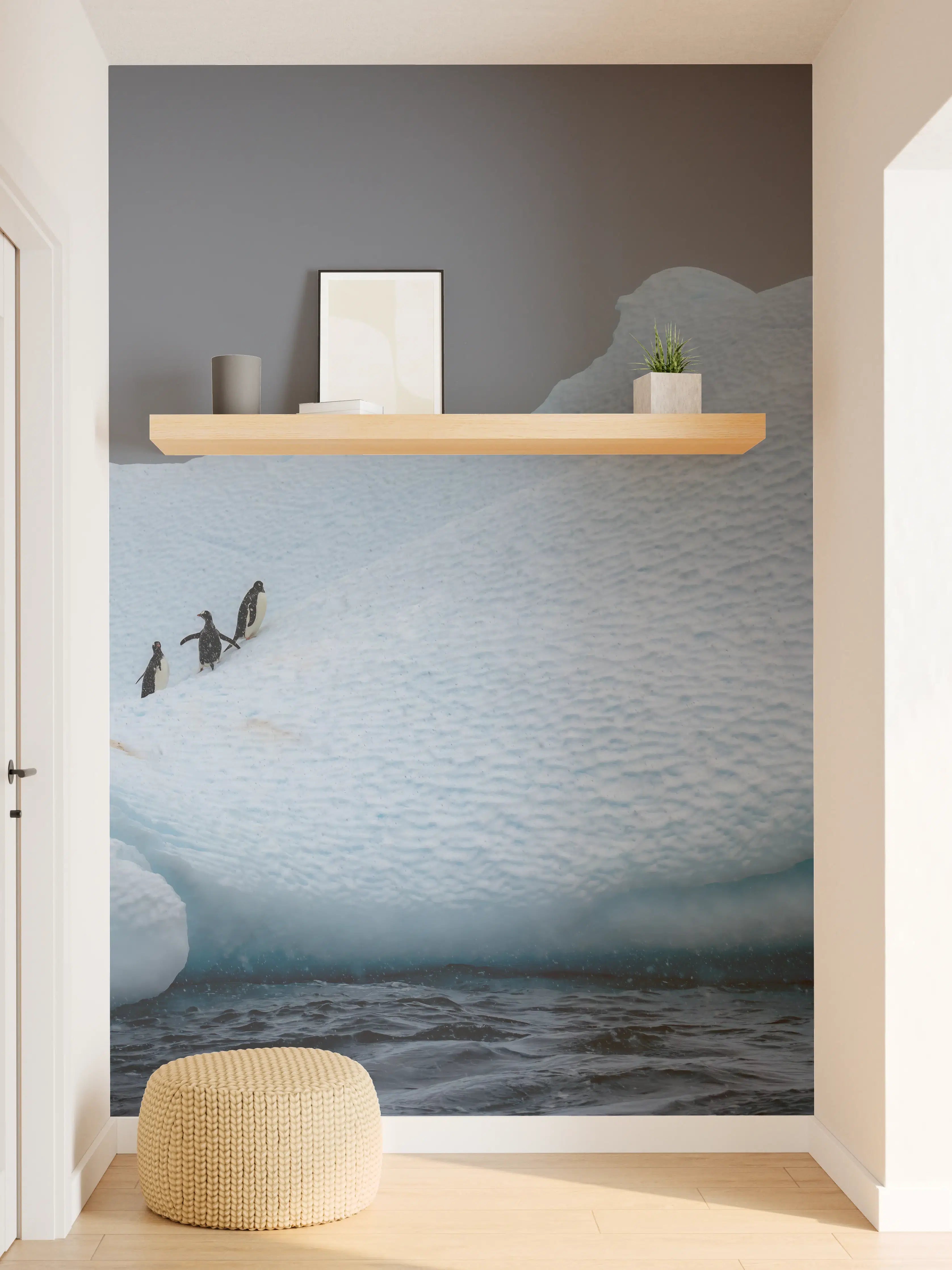 Wandverkleidung Flur - Eisberge und Pinguine in der Arktis
