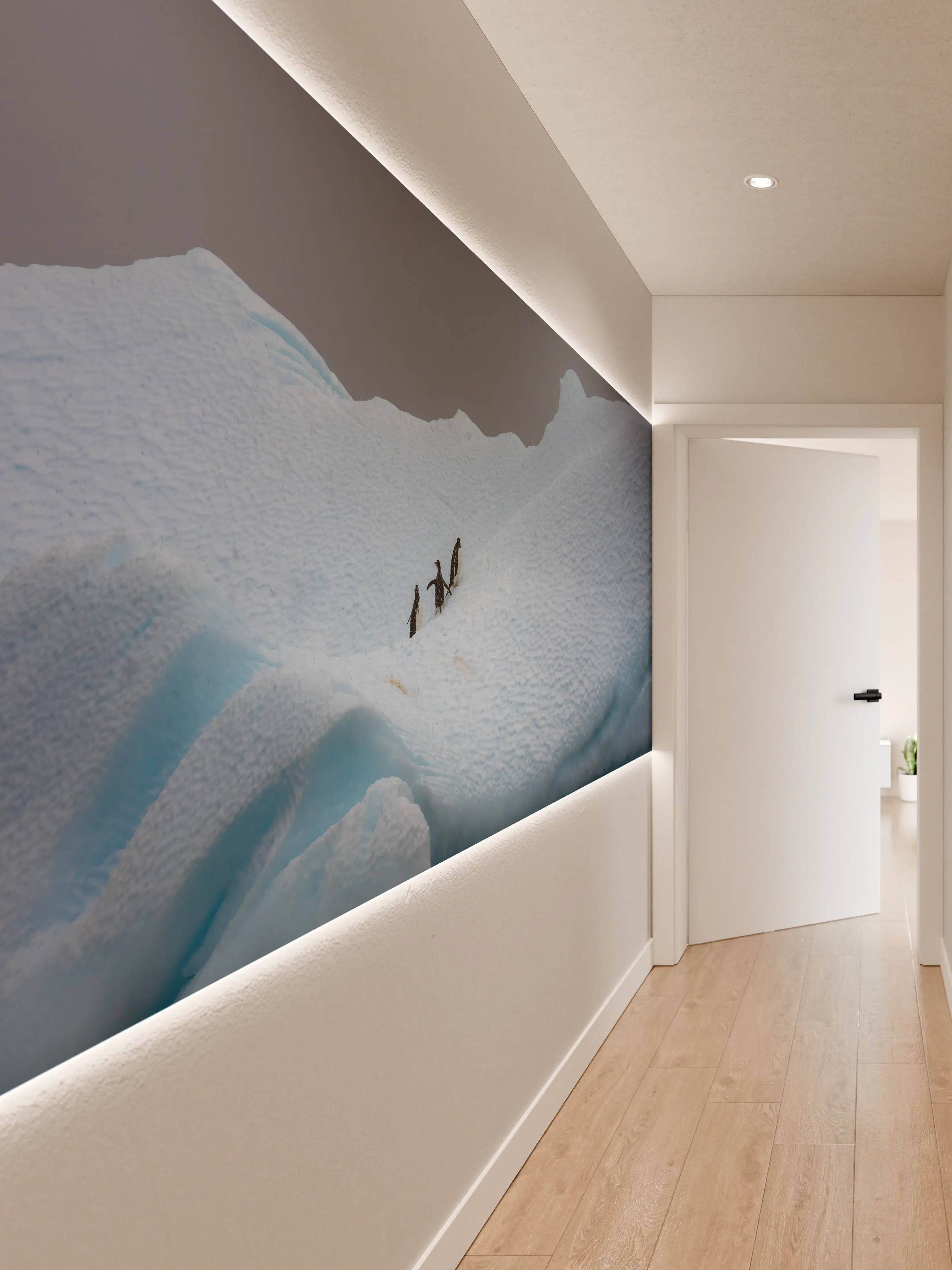 Wandverkleidung Flur - Eisberge und Pinguine in der Arktis