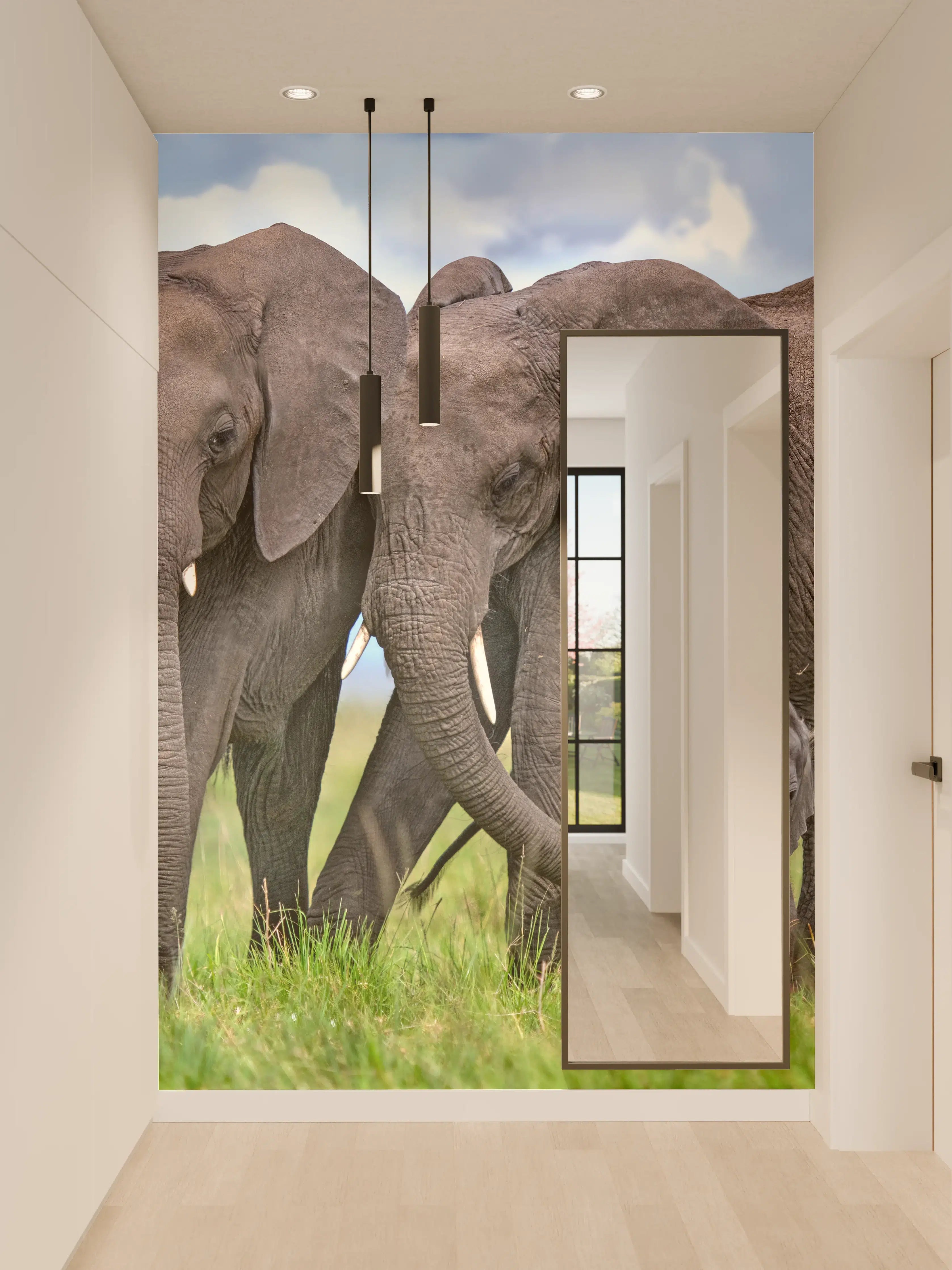 Wandverkleidung Flur - Elefanten Familie - Afrika