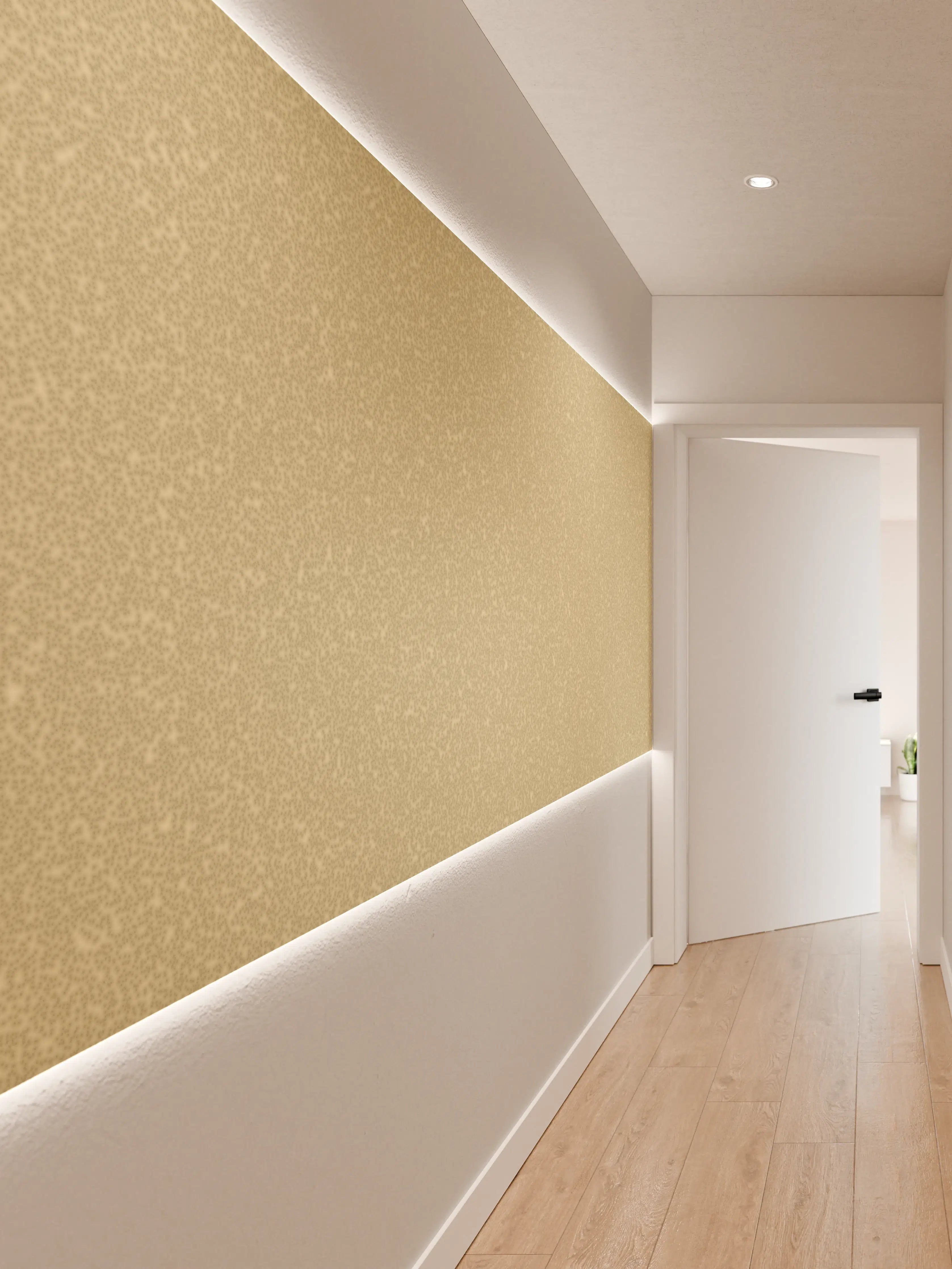 Wandverkleidung Flur - Elegant Beige Glitter Wallpaper