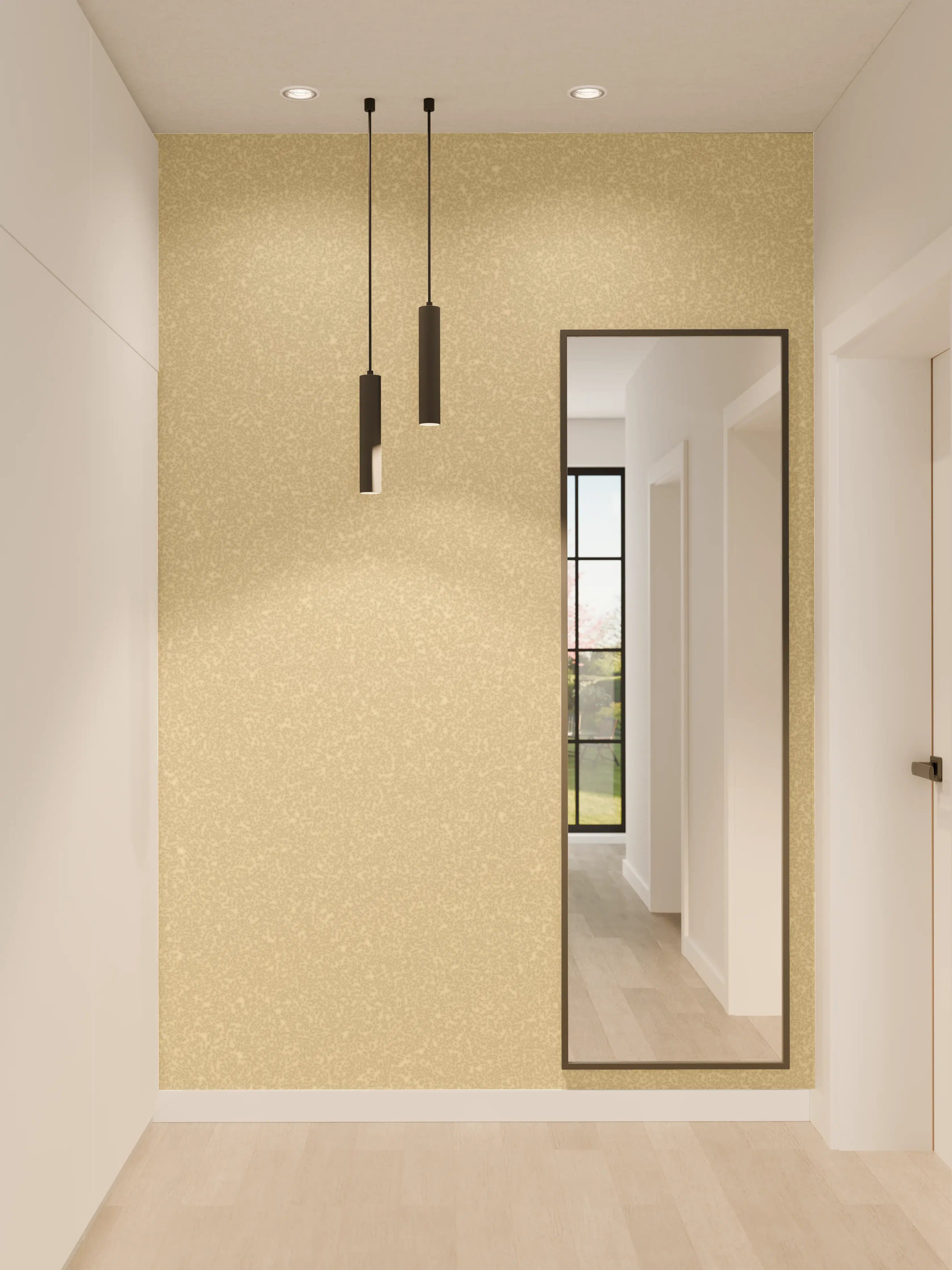Wandverkleidung Flur - Elegant Beige Glitter Wallpaper