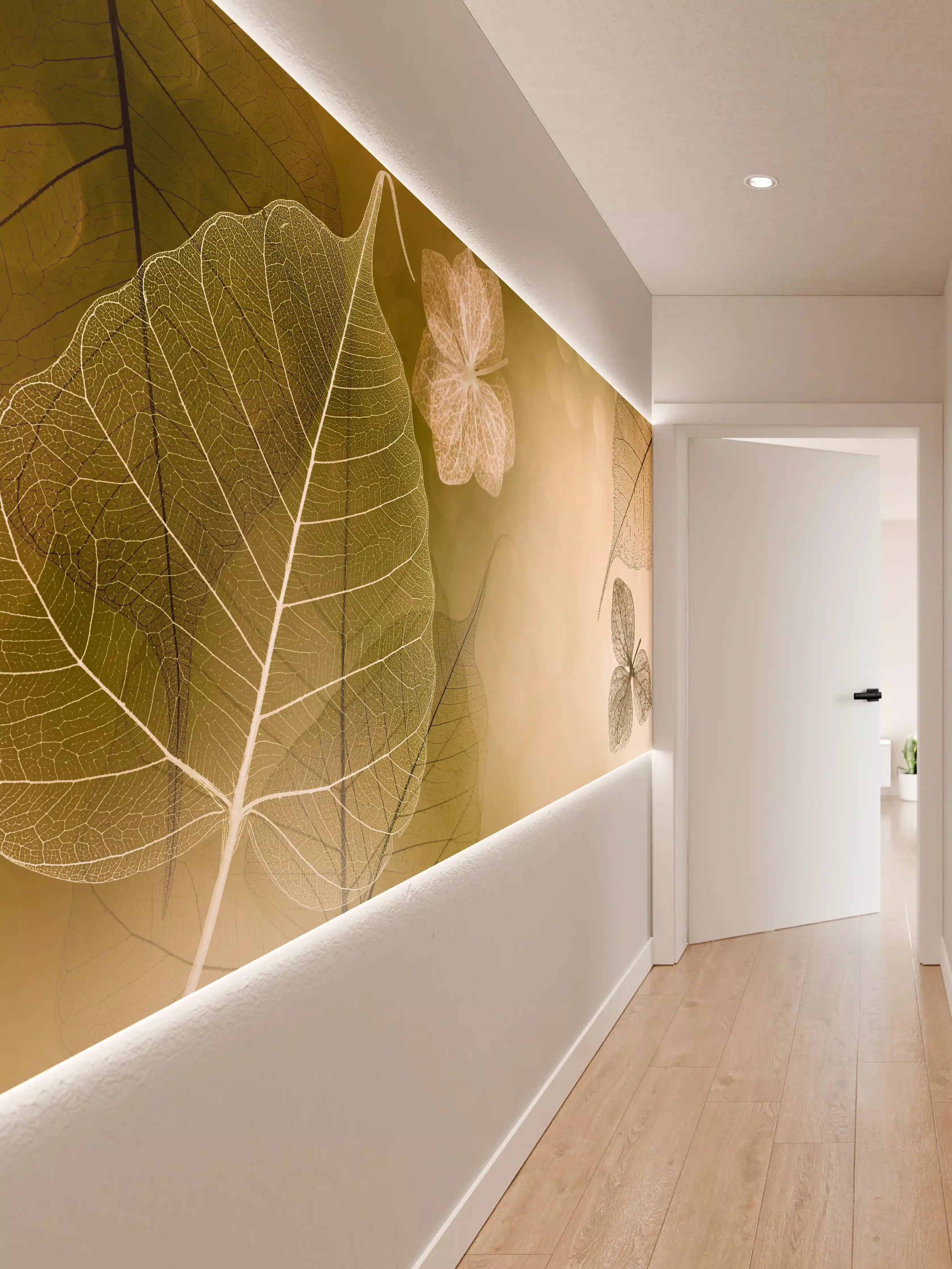 Wandverkleidung Flur - Elegant Blumen-Design in Sanften Farben