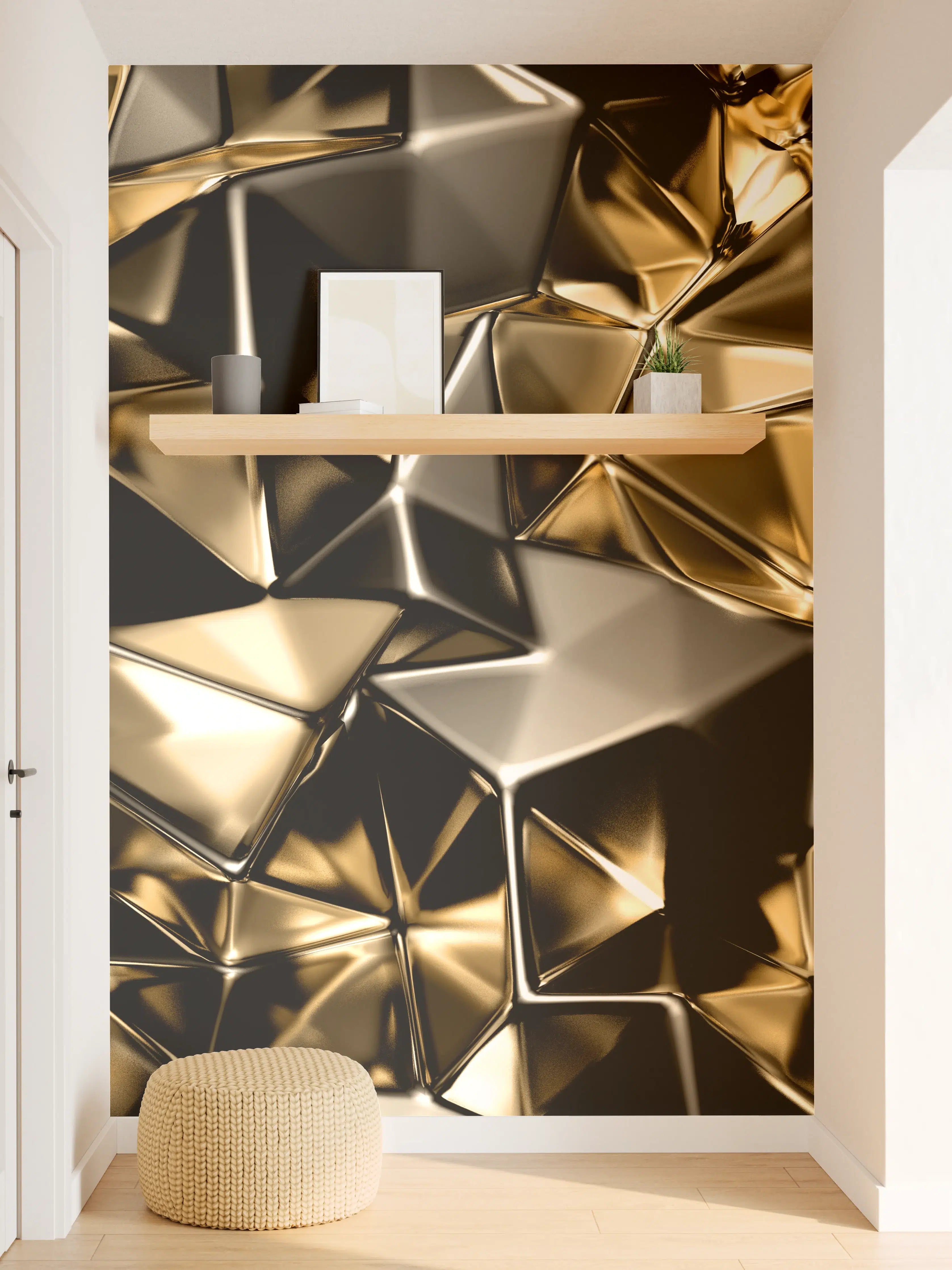 Wandverkleidung Flur - Elegant Goldene 3D-Muster