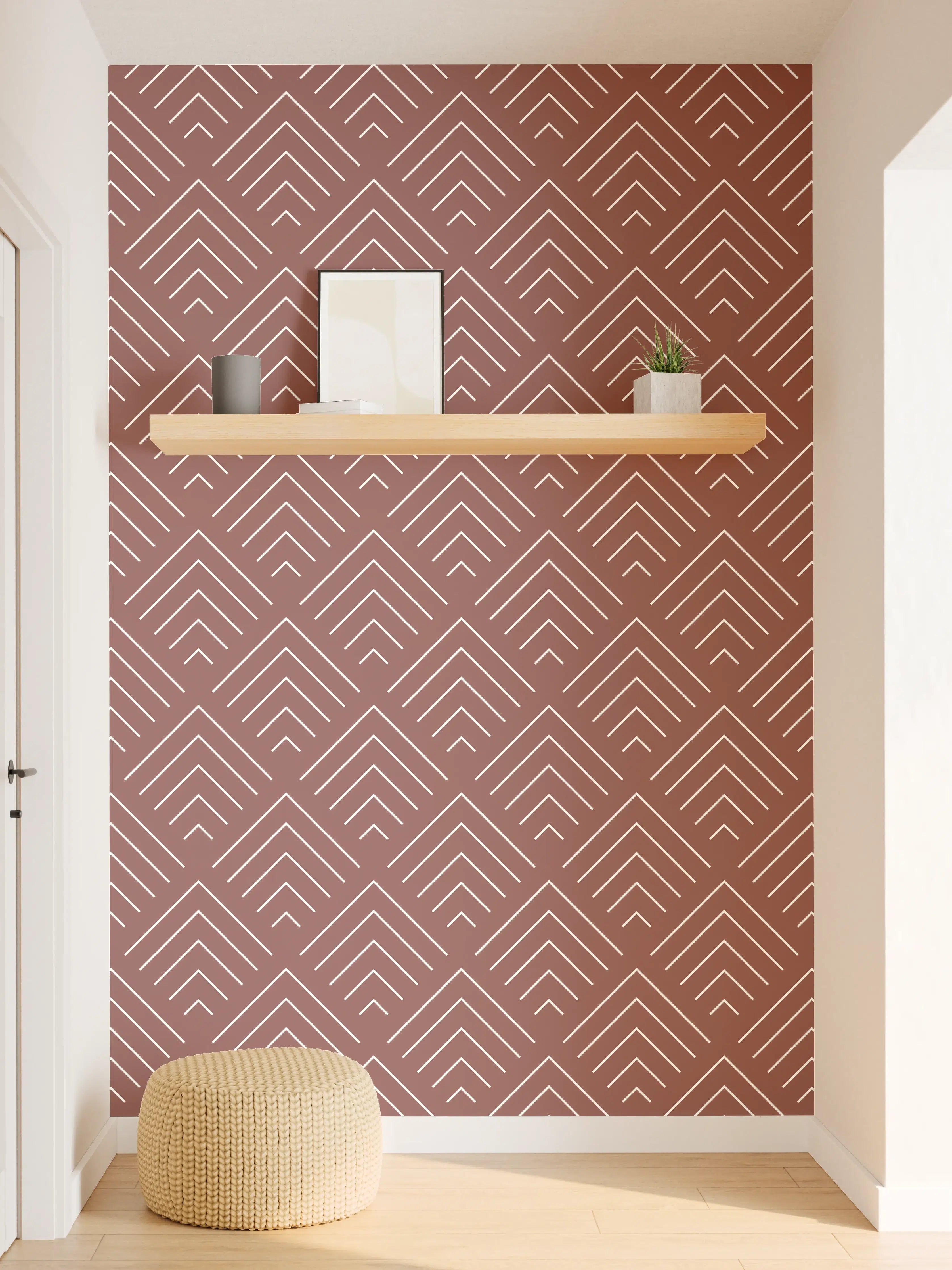 Wandverkleidung Flur - Elegant geometrisches Muster in warmen Brauntönen