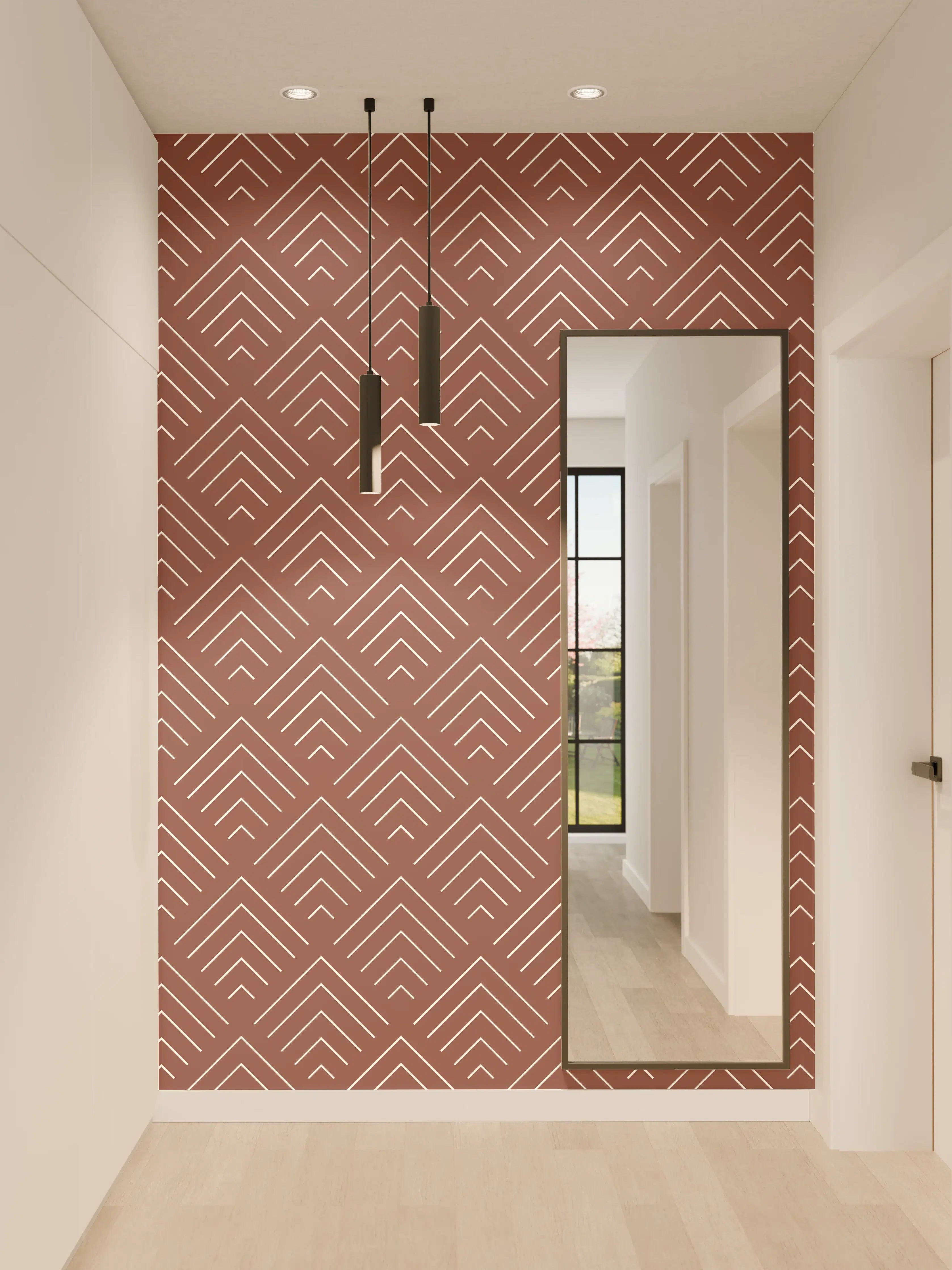 Wandverkleidung Flur - Elegant geometrisches Muster in warmen Brauntönen