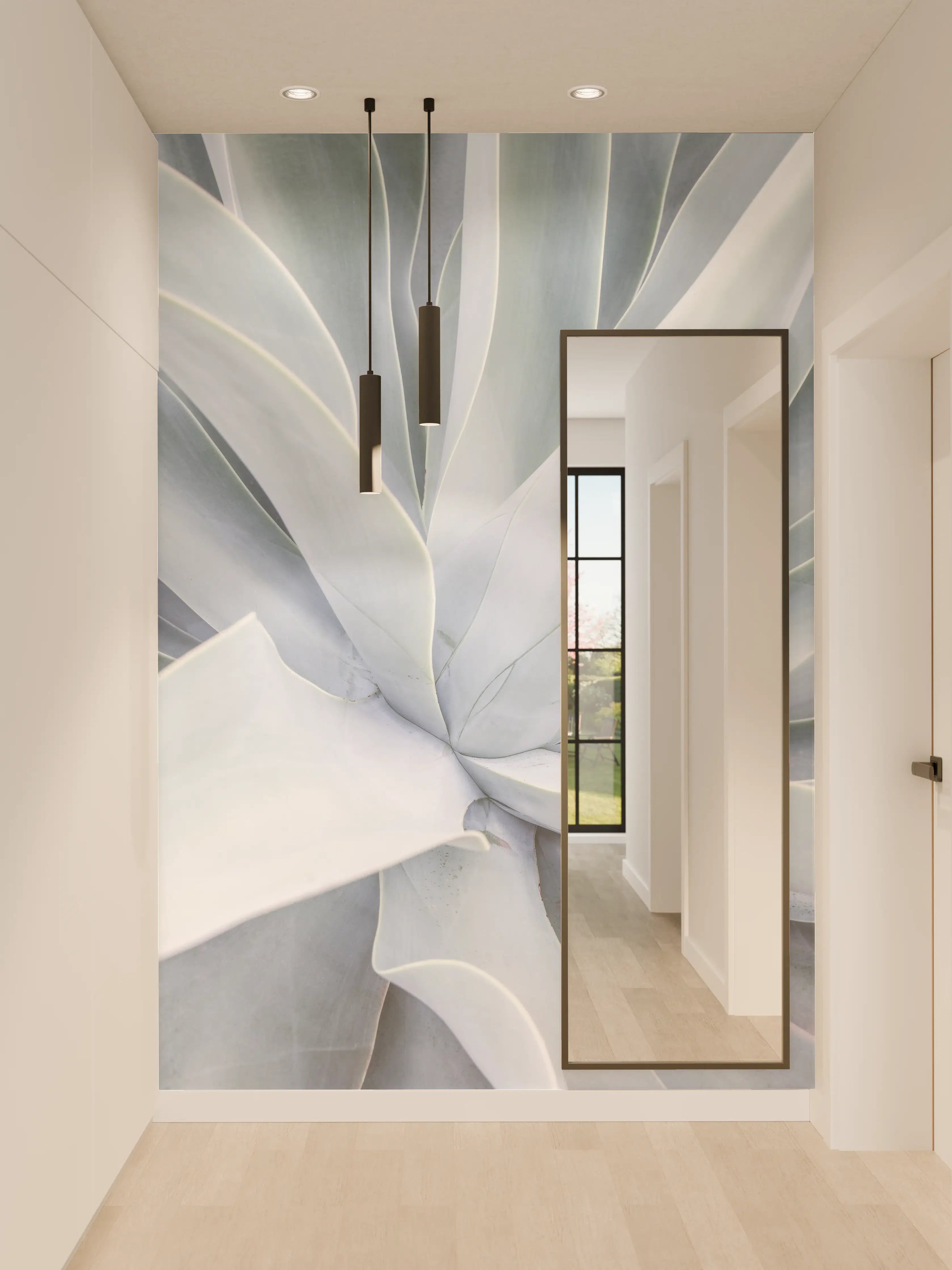 Wandverkleidung Flur - Elegante Echeveria im minimalistischen Stil