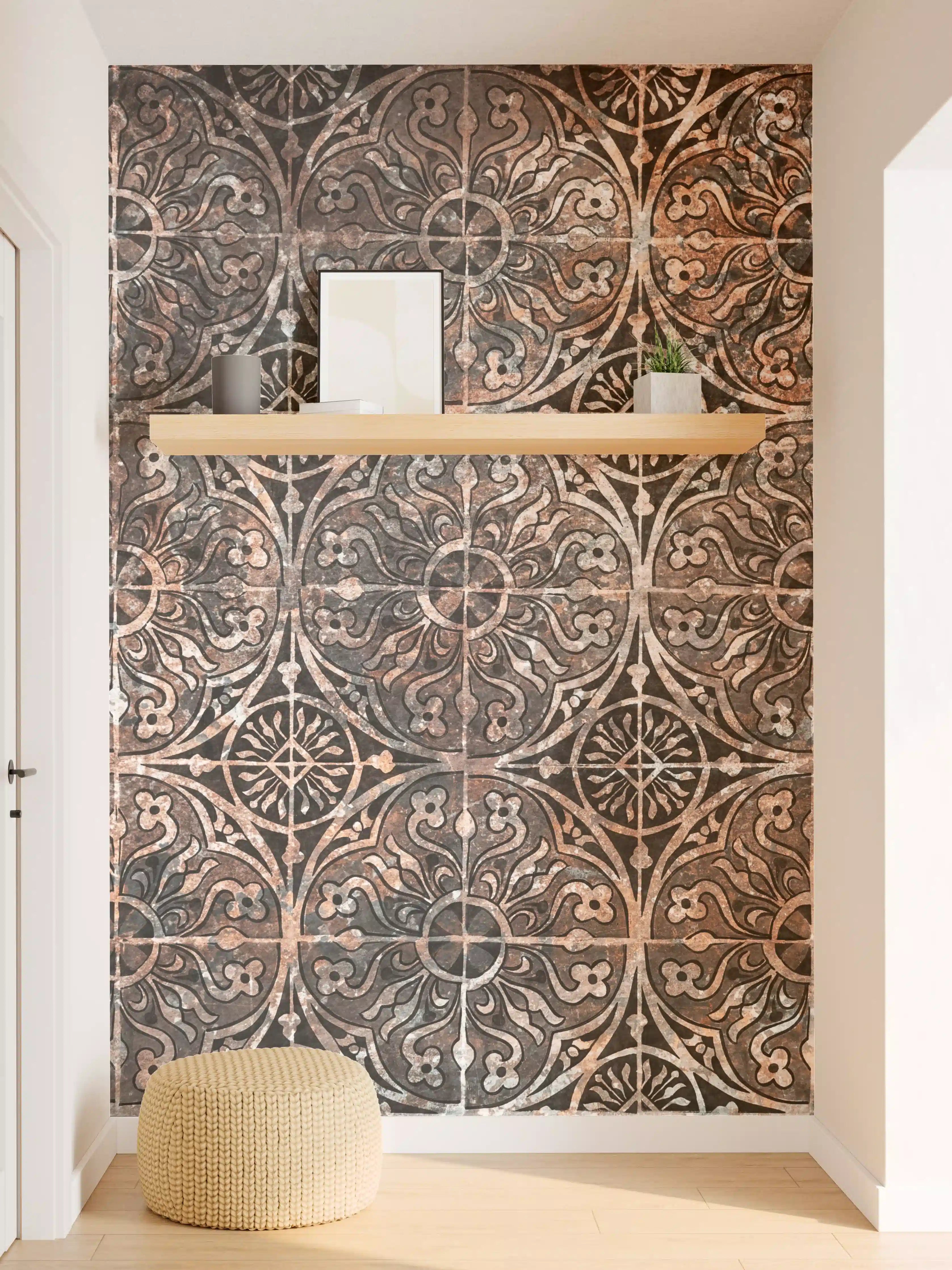 Wandverkleidung Flur - Elegante Fliesen mit detailreichem Muster