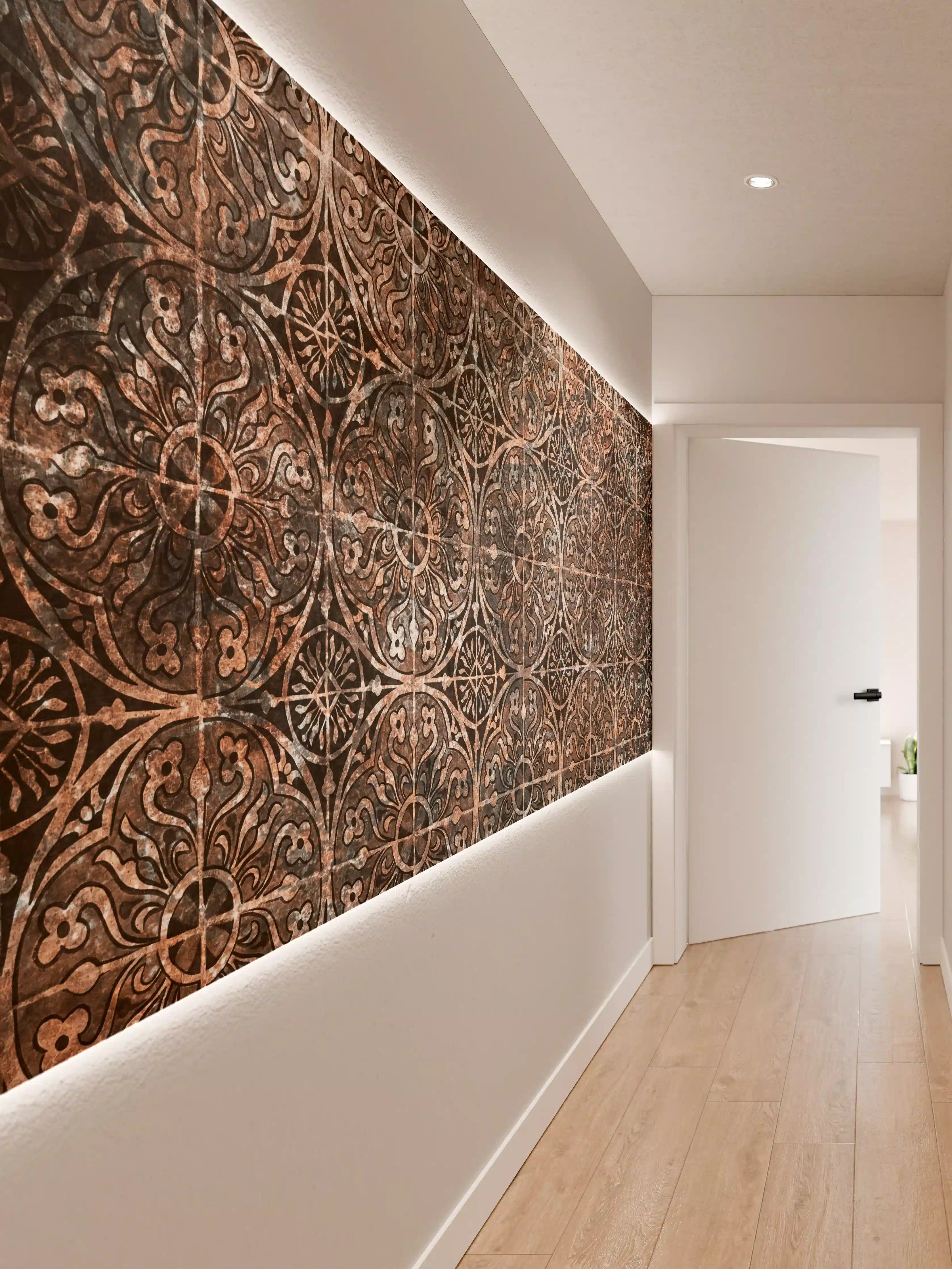Wandverkleidung Flur - Elegante Fliesen mit detailreichem Muster