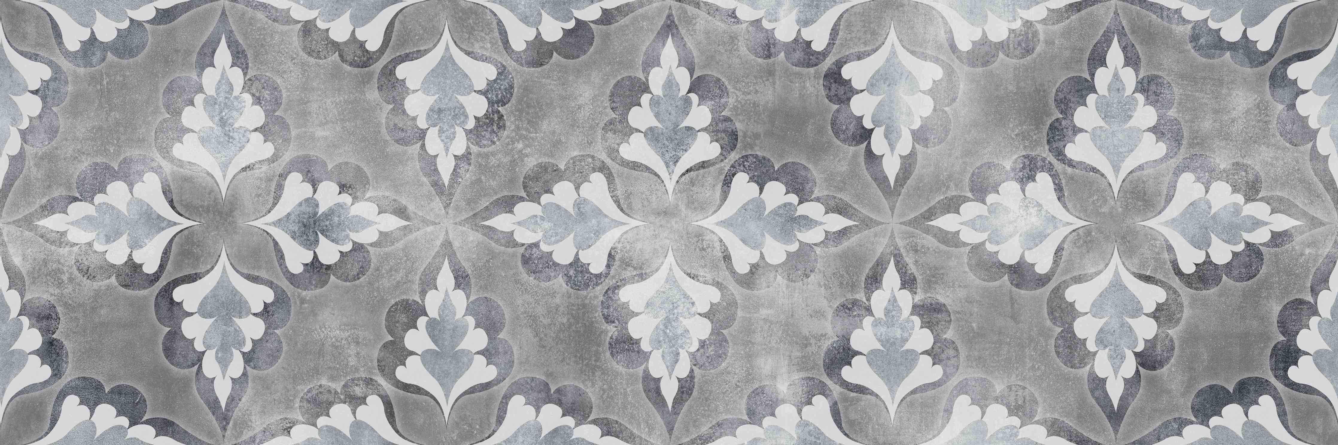 Wandverkleidung Flur-Elegante Fliesen mit floralem Muster in Grau und Weiß