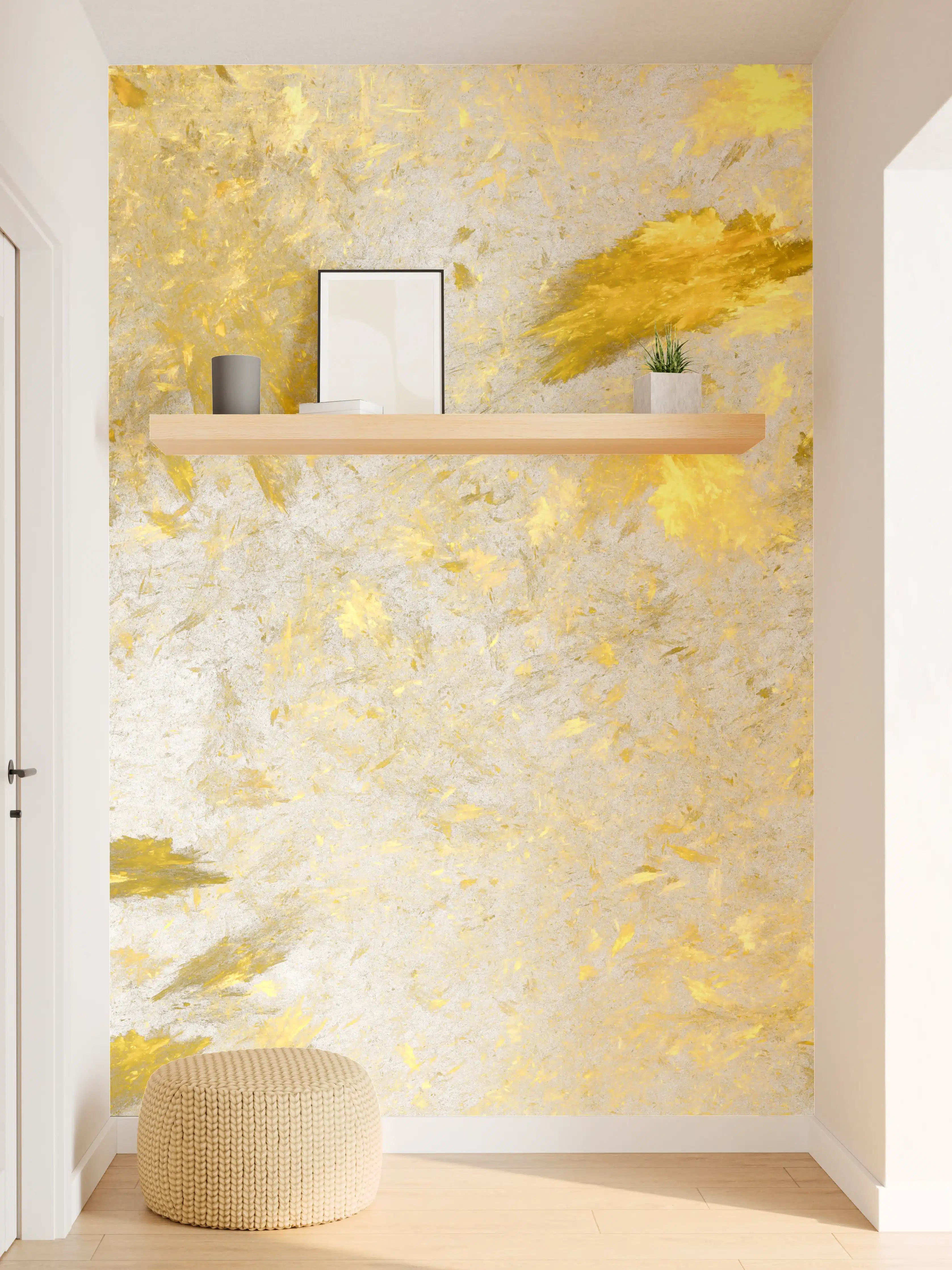 Wandverkleidung Flur - Elegante Gold- und Weißtöne Wanddekoration