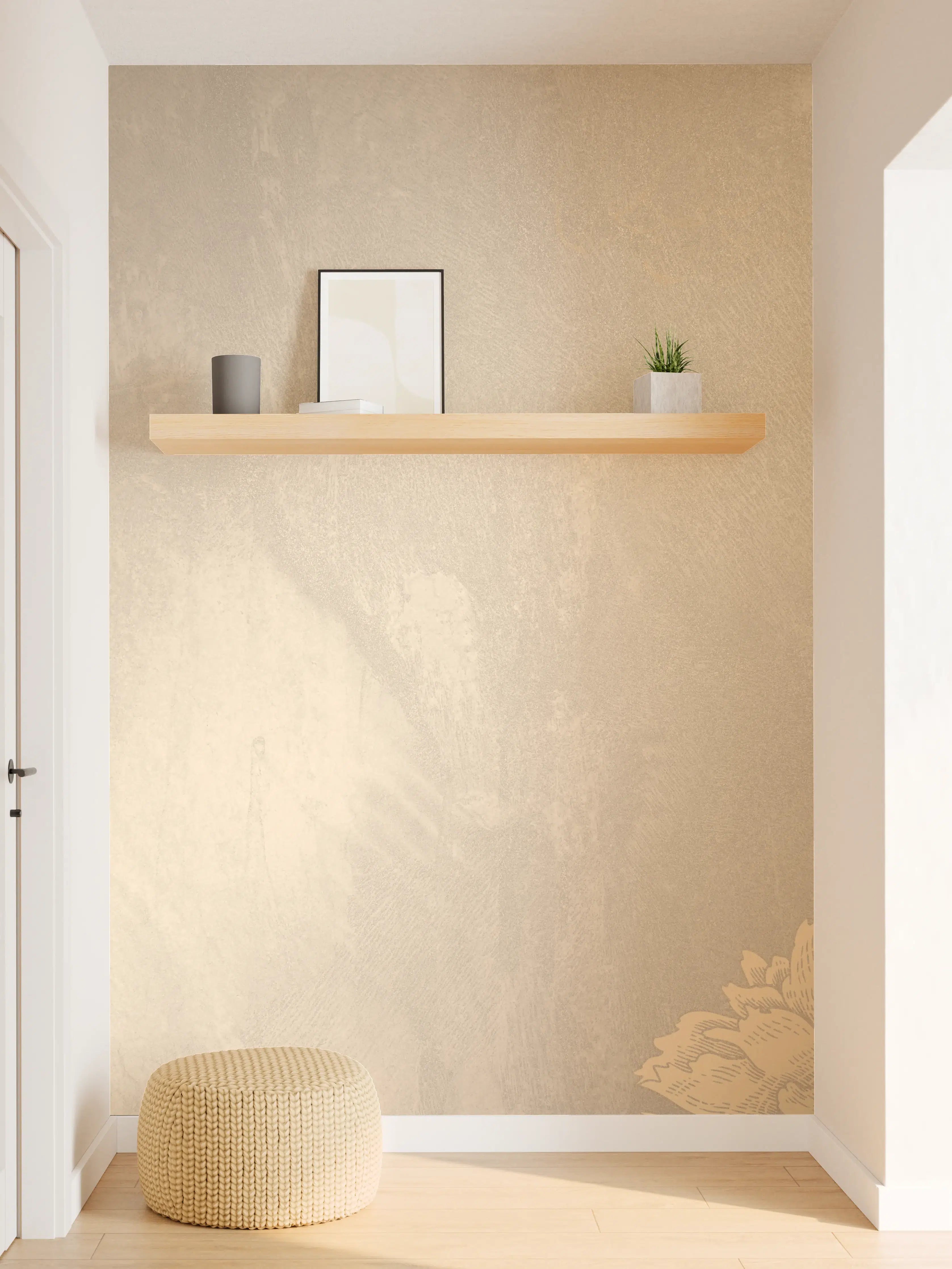 Wandverkleidung Flur - Elegante Wandgestaltung in Gold- und Beigetönen