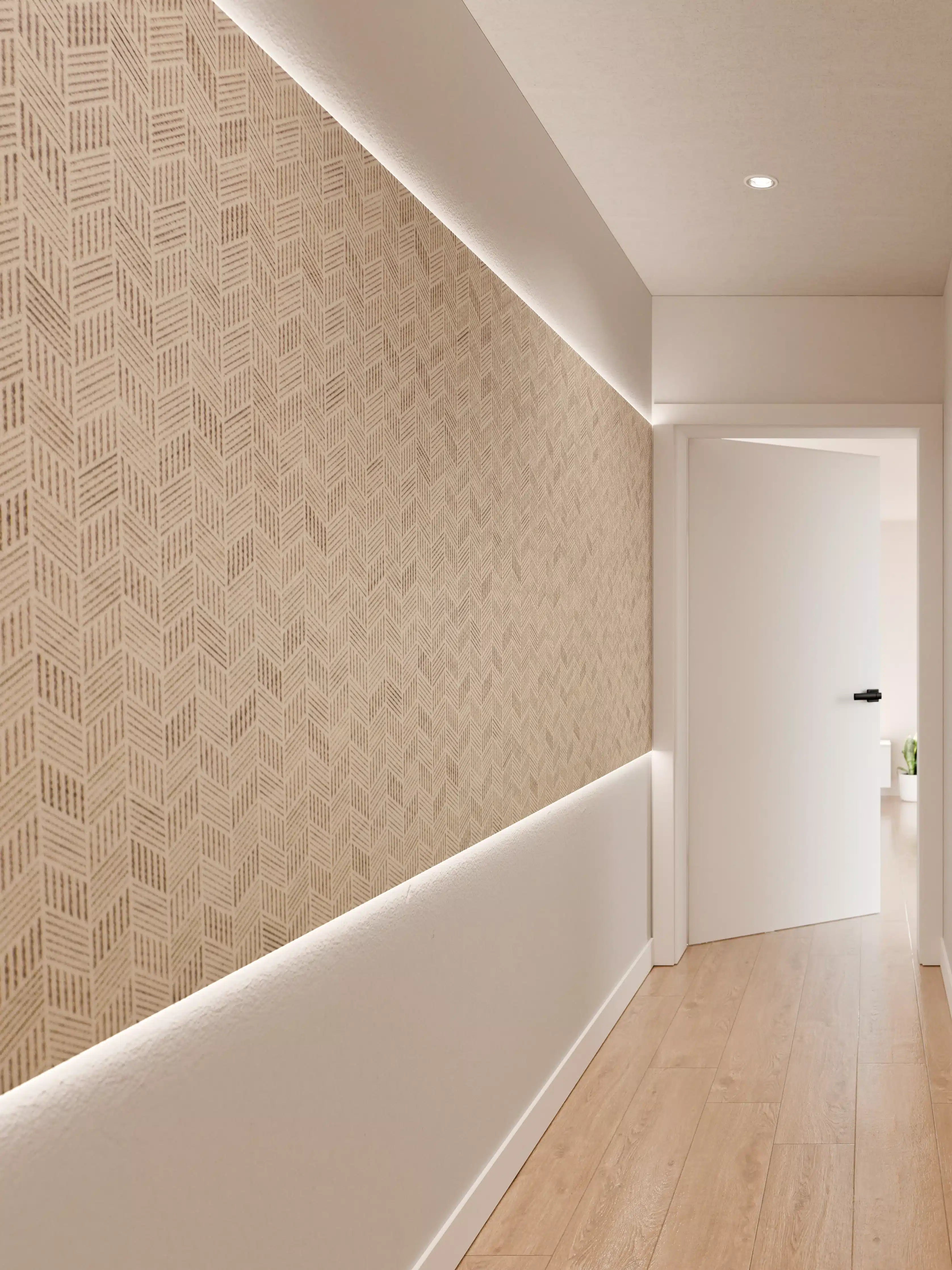 Wandverkleidung Flur - Elegante beige Fliesen mit Muster