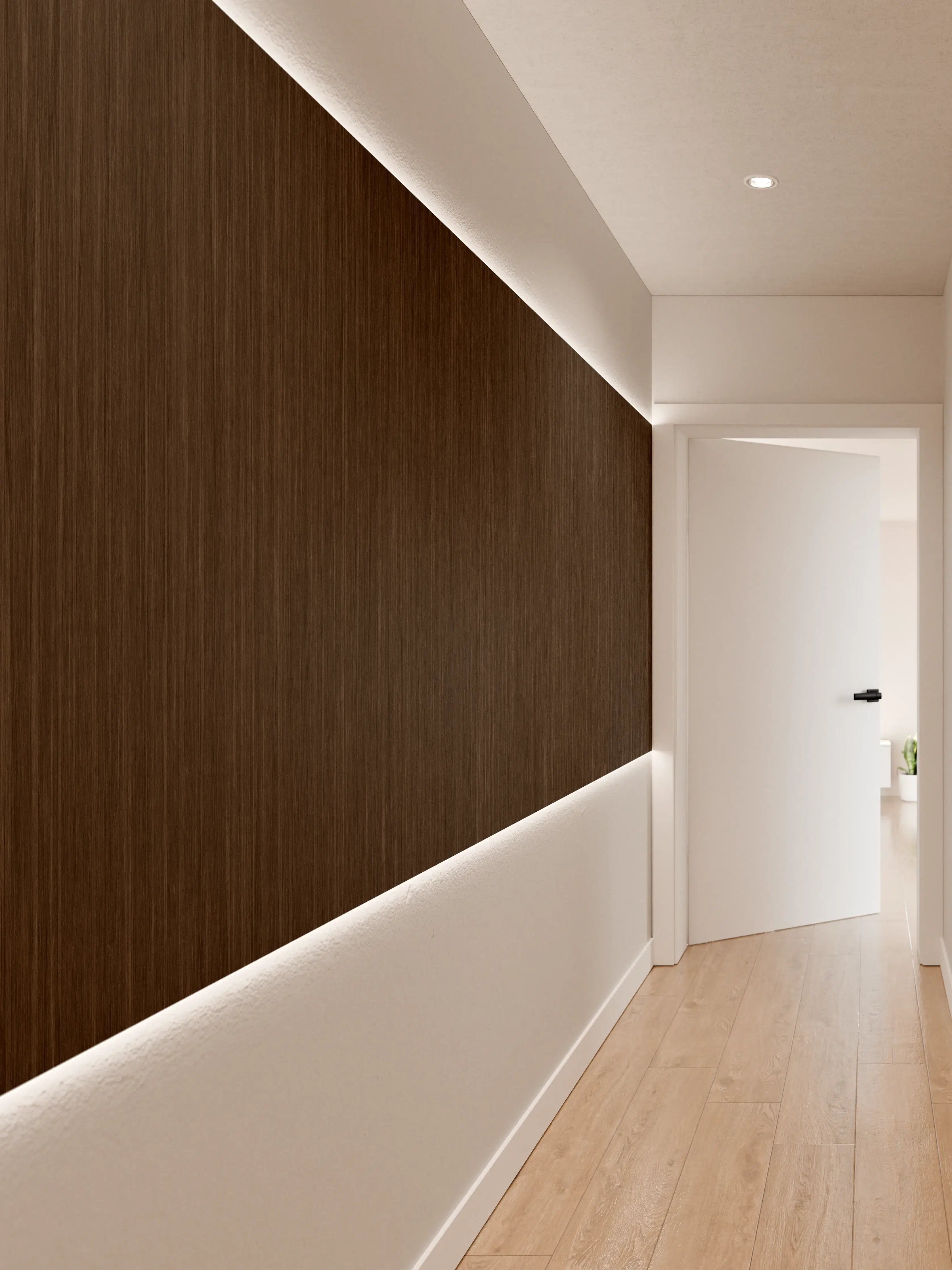 Wandverkleidung Flur - Elegante braune Holzmaserung