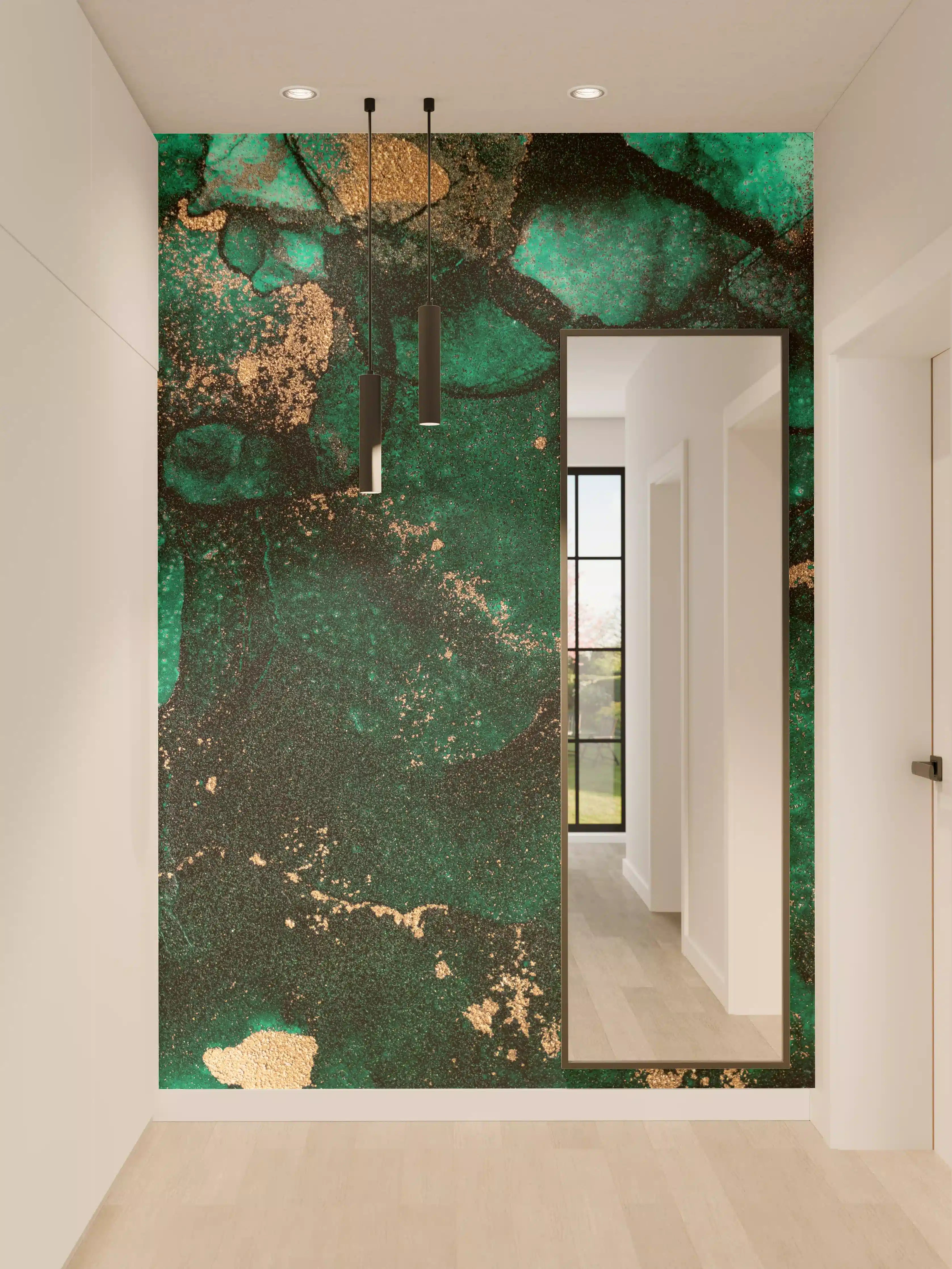 Wandverkleidung Flur - Elegante grüne Marmor-Textur