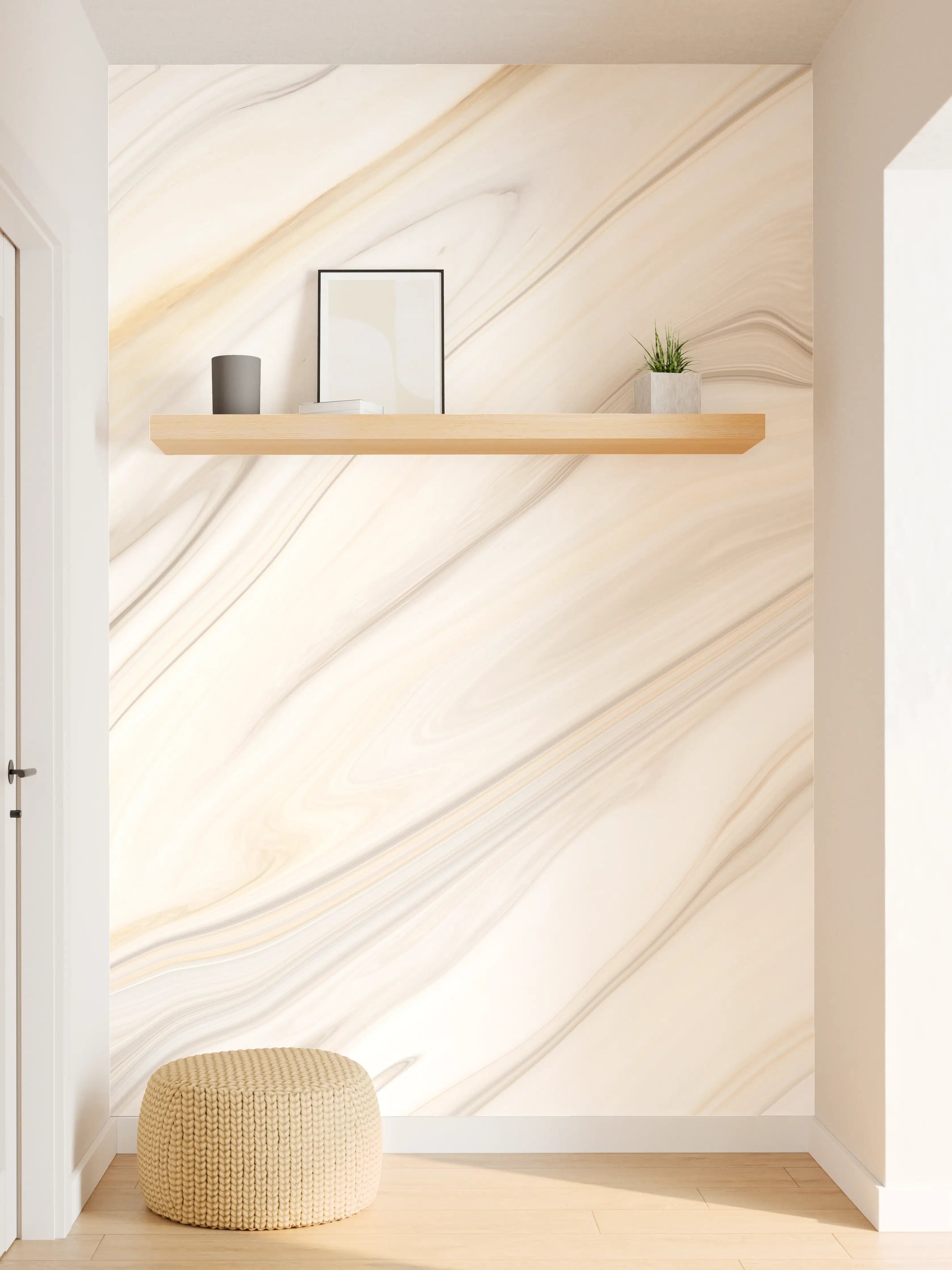 Wandverkleidung Flur - Elegante weiße Marmortextur - zeitloses Design
