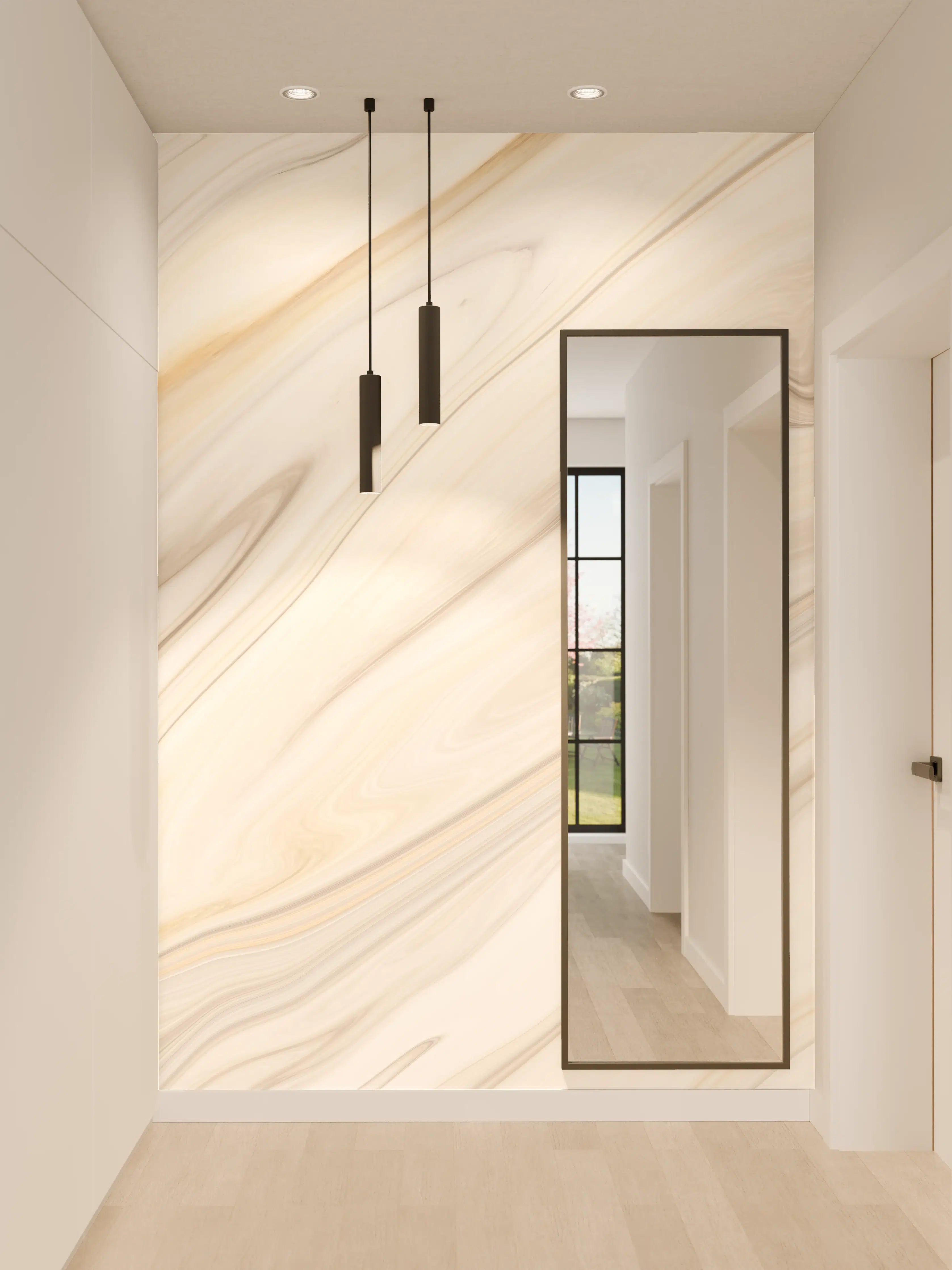 Wandverkleidung Flur - Elegante weiße Marmortextur - zeitloses Design