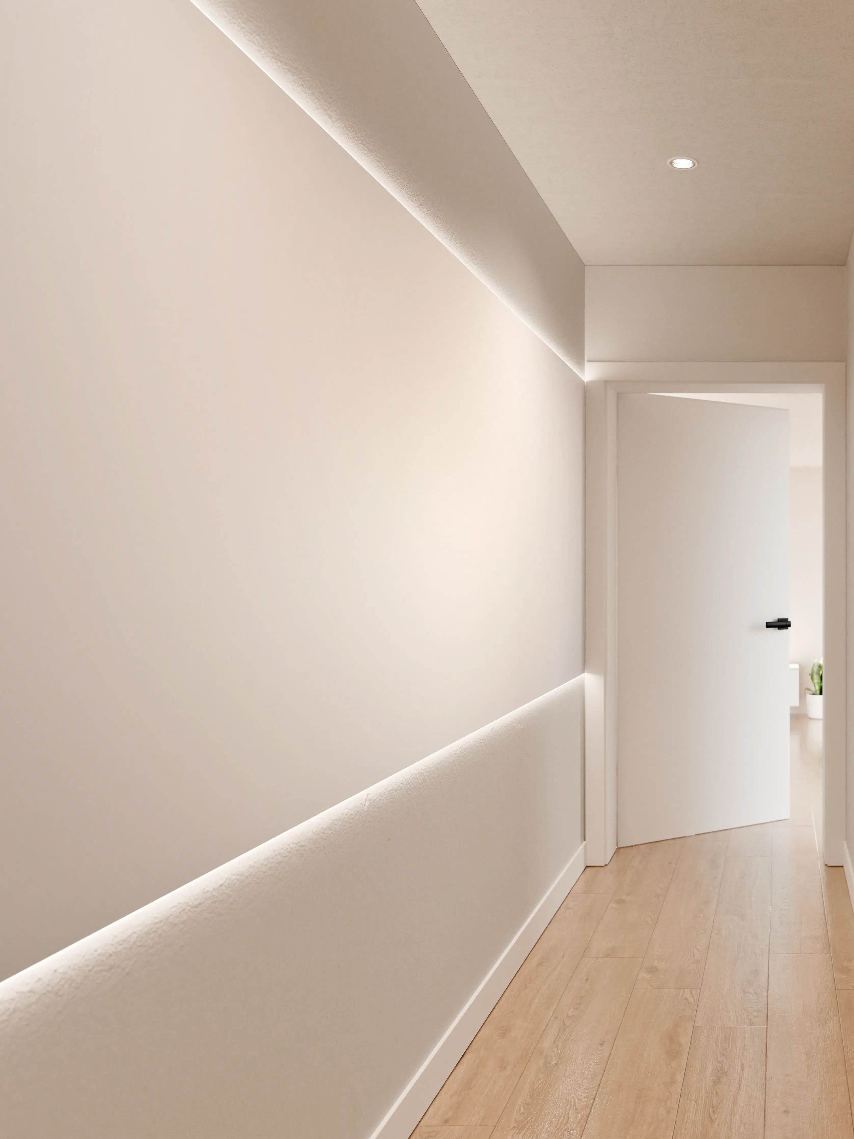 Wandverkleidung Flur - Elegante weiße Wand mit subtilen Schatten