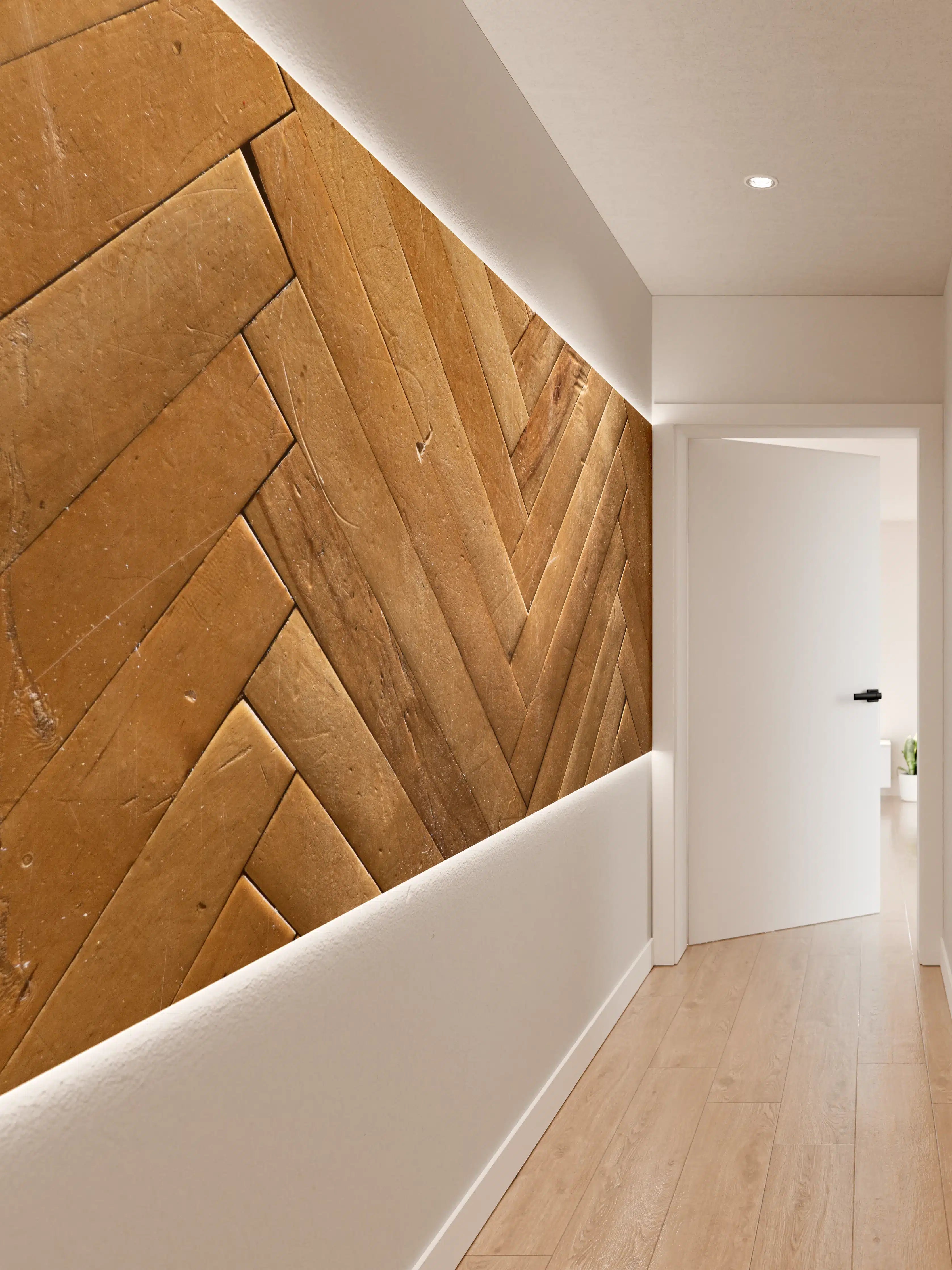 Wandverkleidung Flur - Eleganter Holzboden im Waterhaus-Design