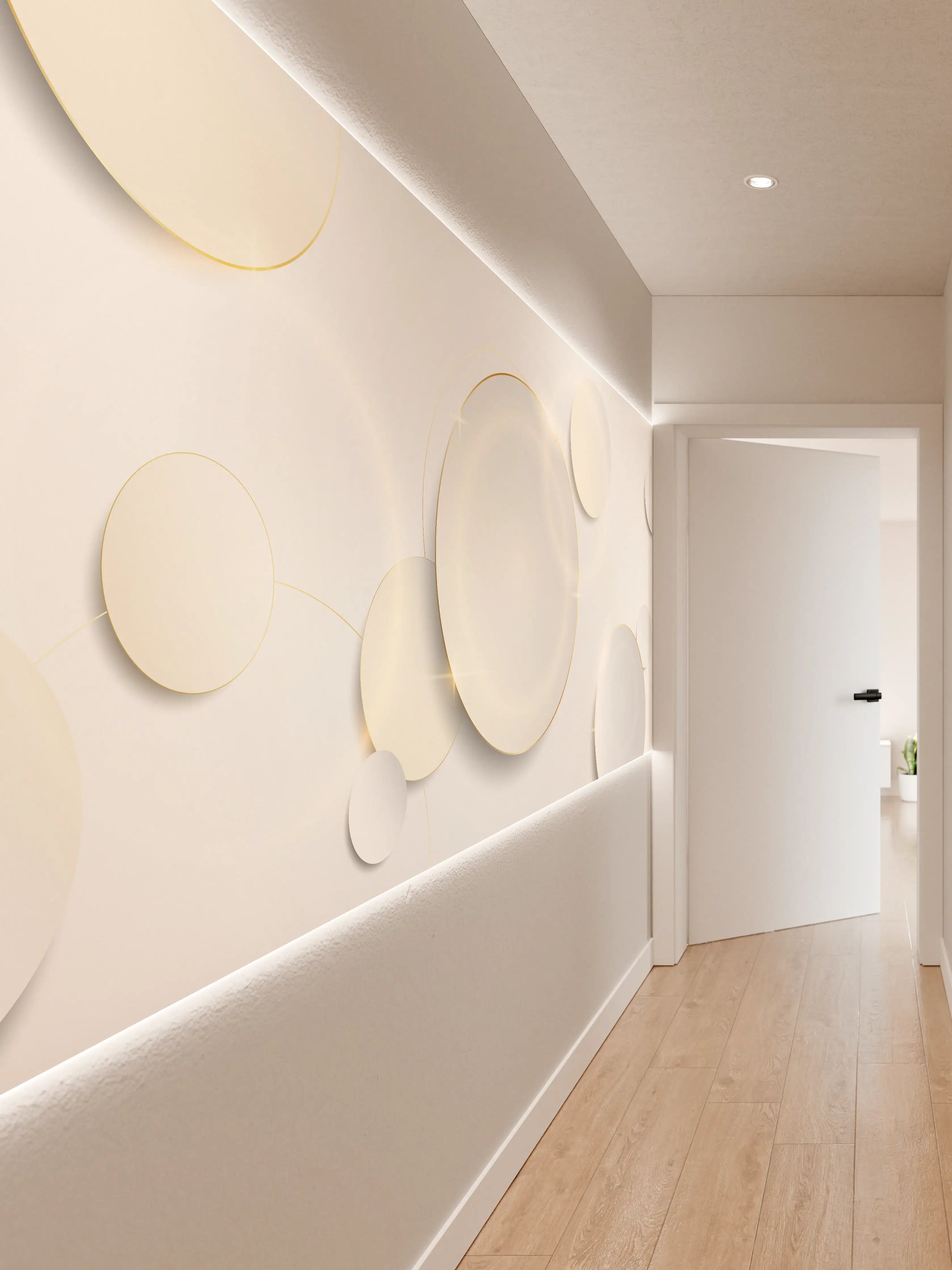 Wandverkleidung Flur - Eleganter Weiß-Gold Hintergrund