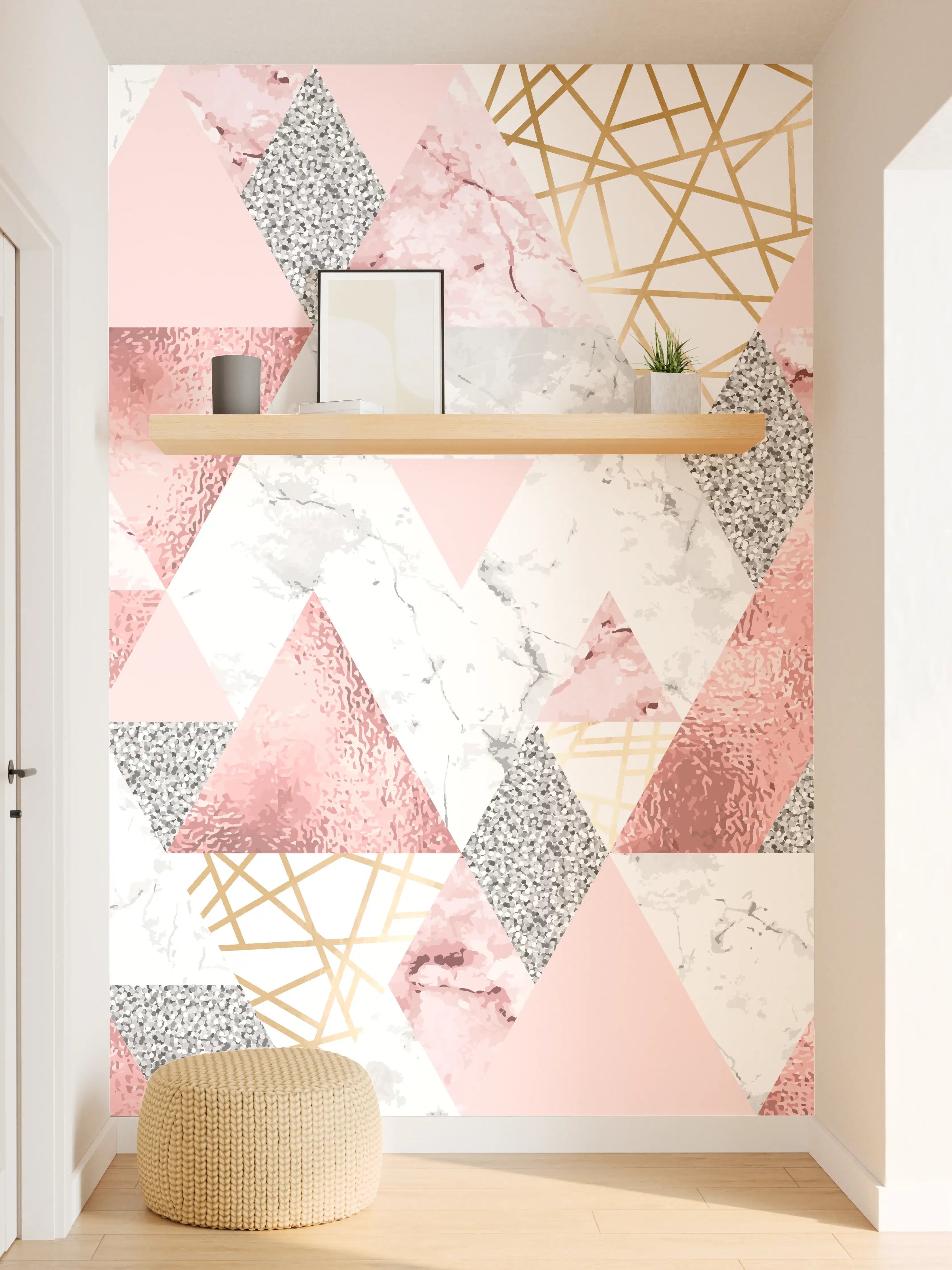Wandverkleidung Flur - Eleganter pastellfarbener Geometrie-Design-Hintergrund