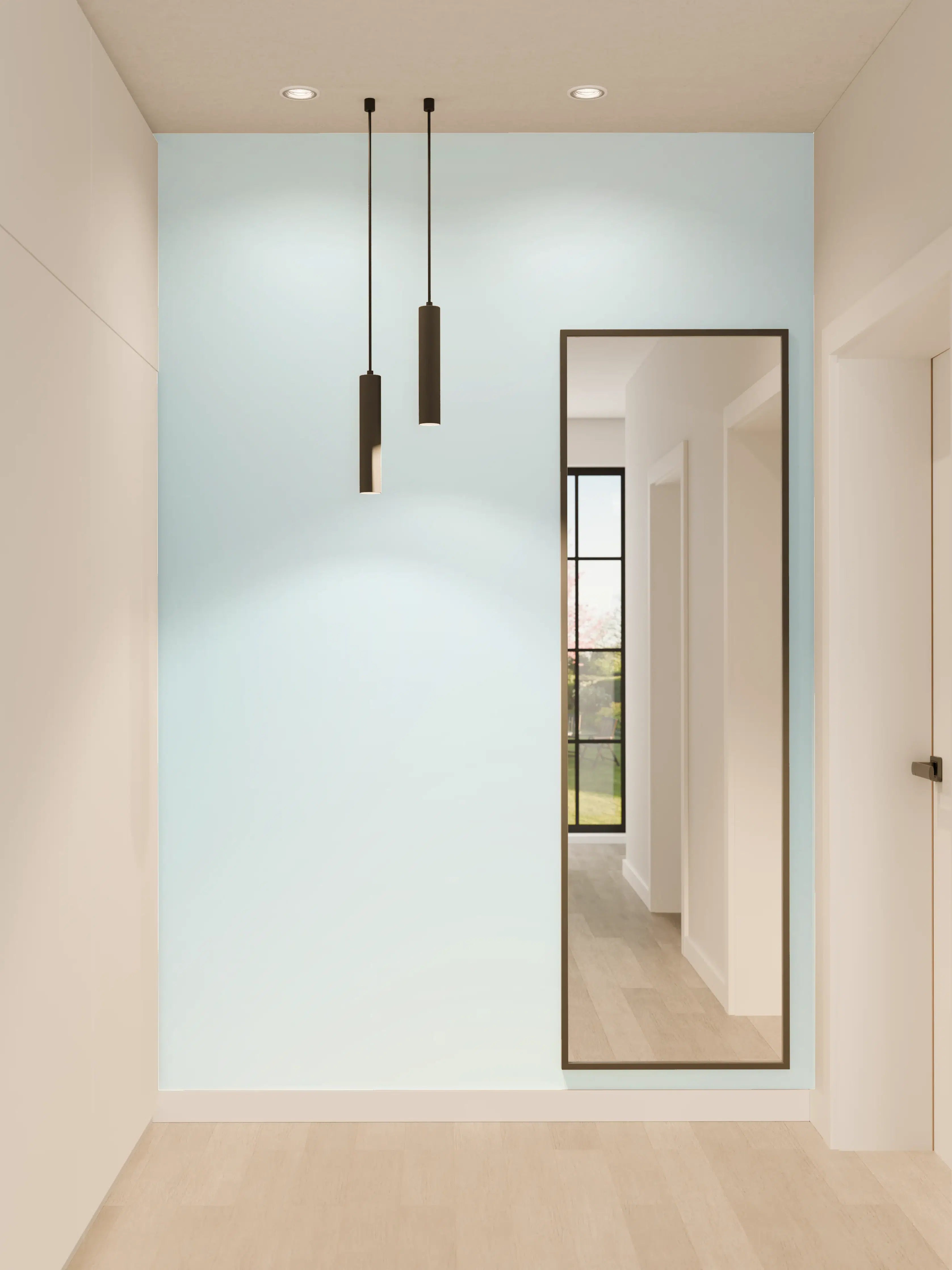 Wandverkleidung Flur - Elegantes Hellblau mit weichen Farbverläufen