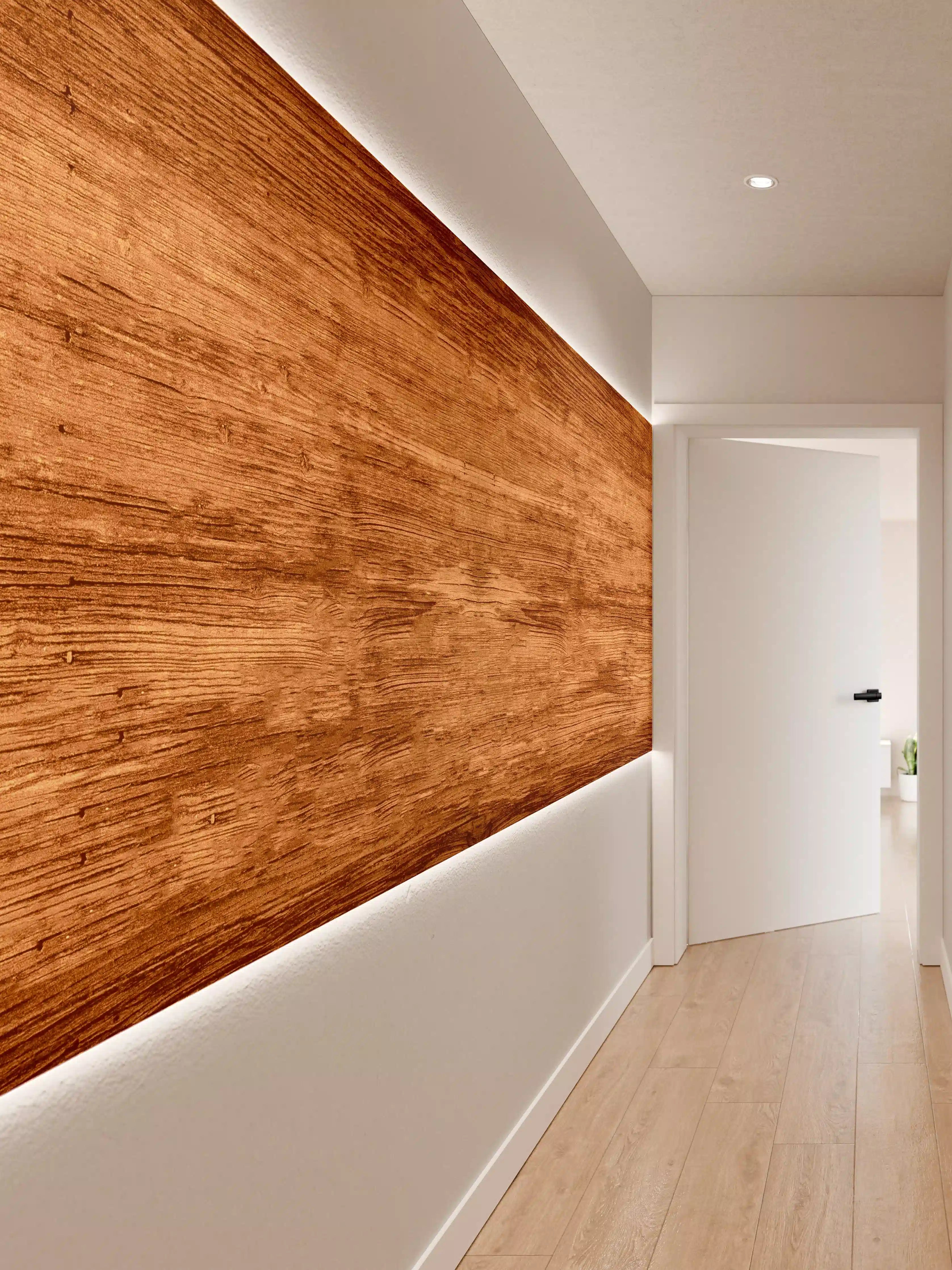 Wandverkleidung Flur - Elegantes Holz-Design mit warmen Brauntönen