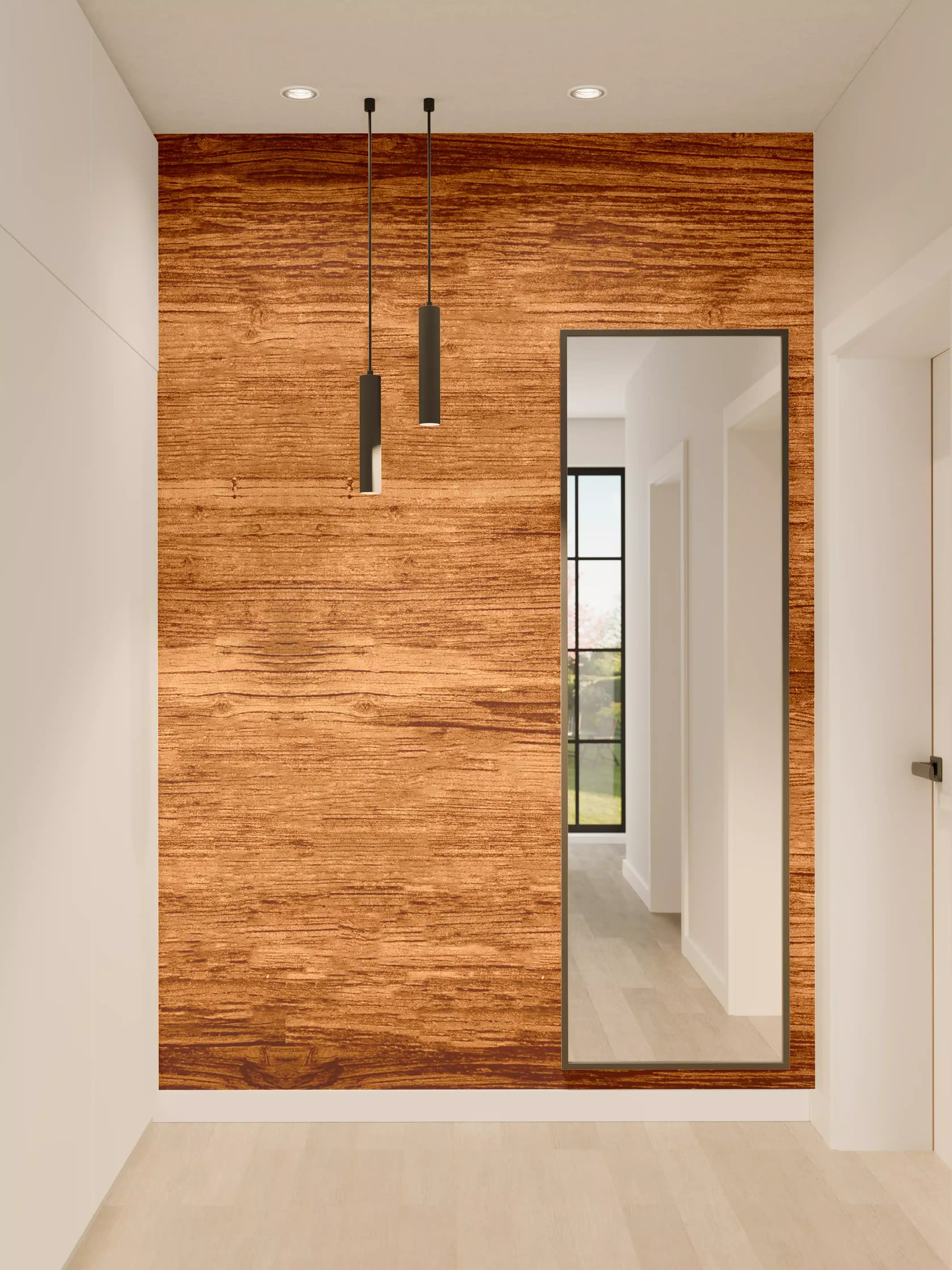 Wandverkleidung Flur - Elegantes Holz-Design mit warmen Brauntönen