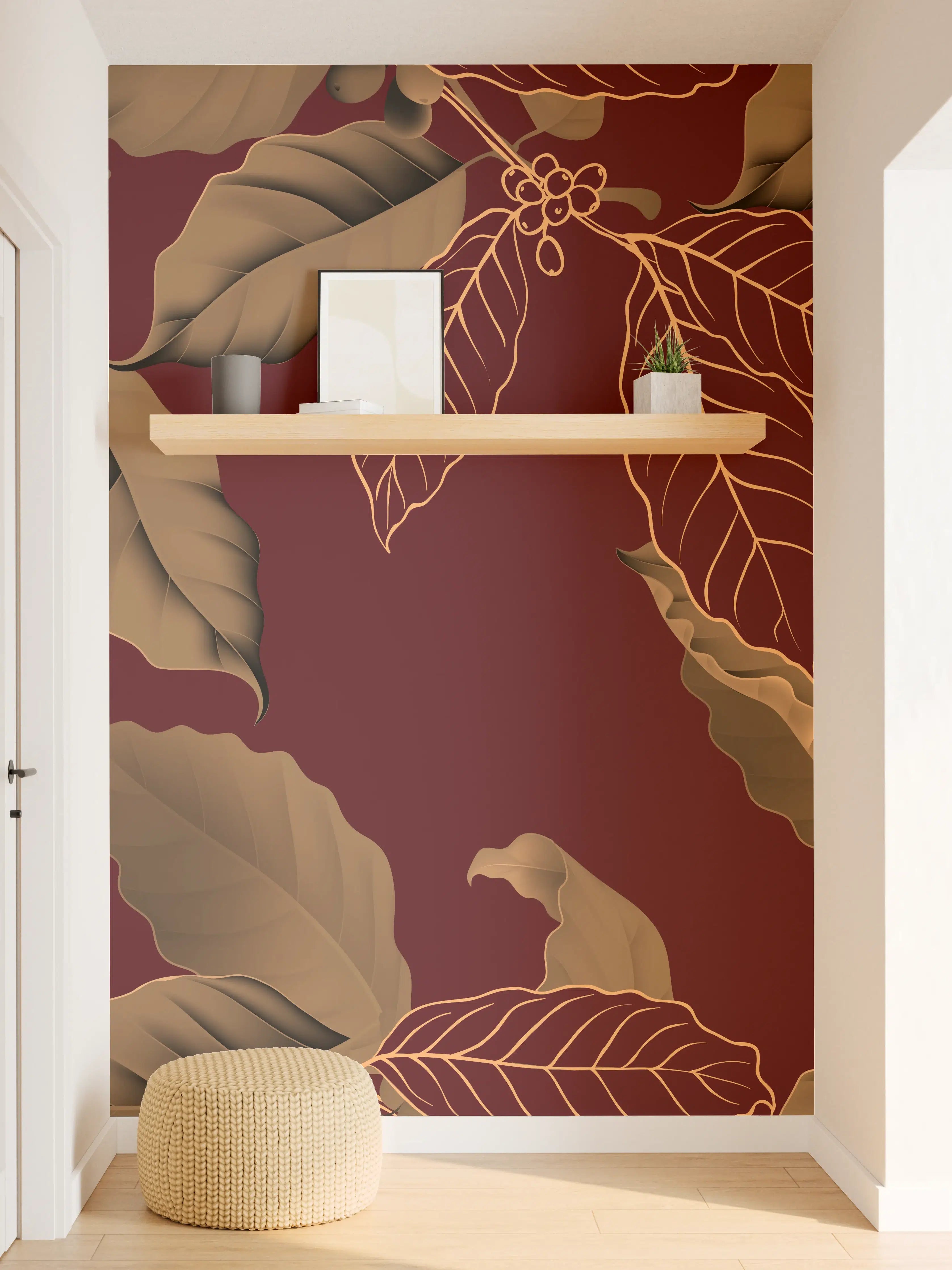 Wandverkleidung Flur - Elegantes Kaffee-Pflanzen-Muster