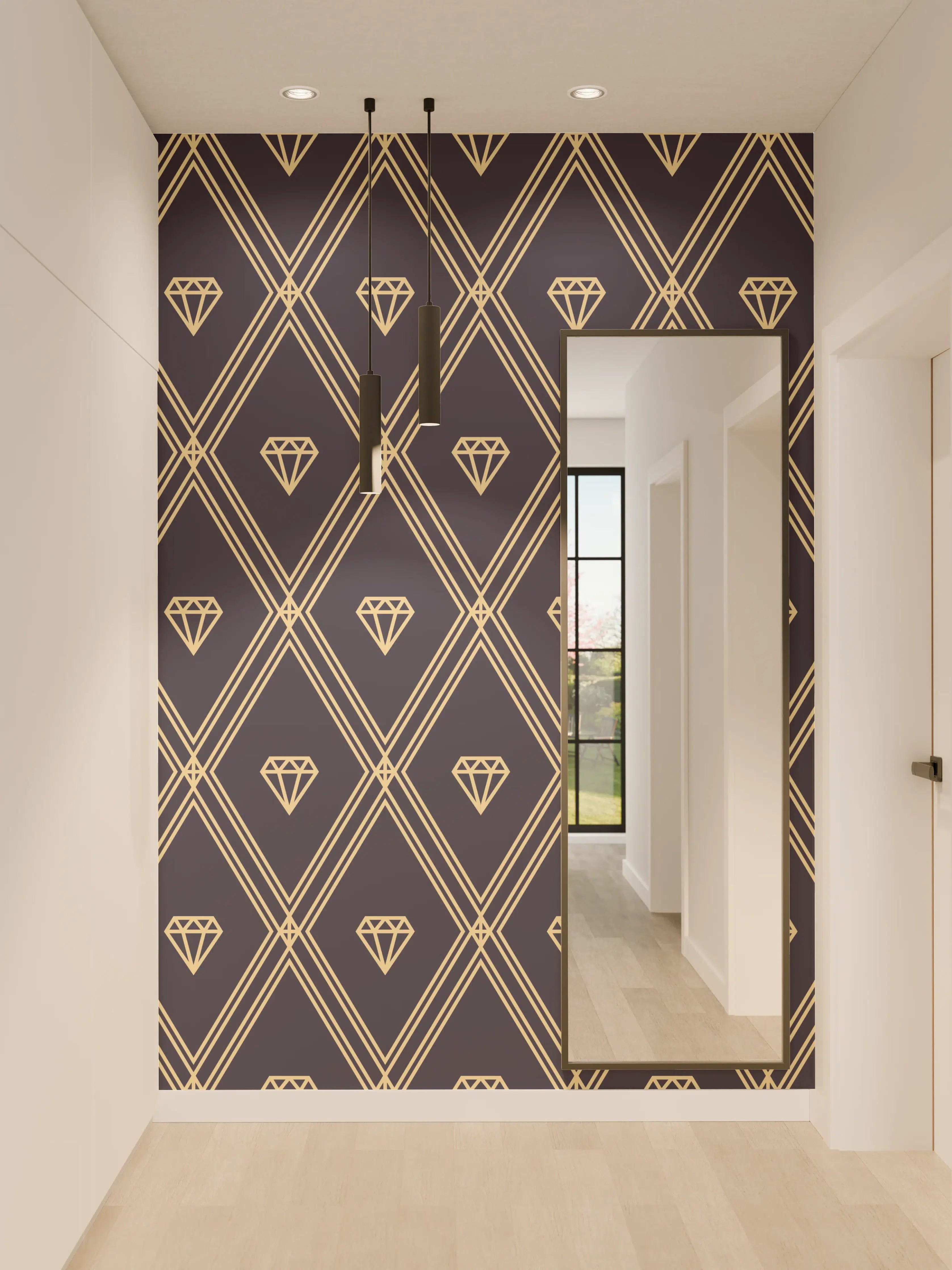 Wandverkleidung Flur - Elegantes Marine-Muster