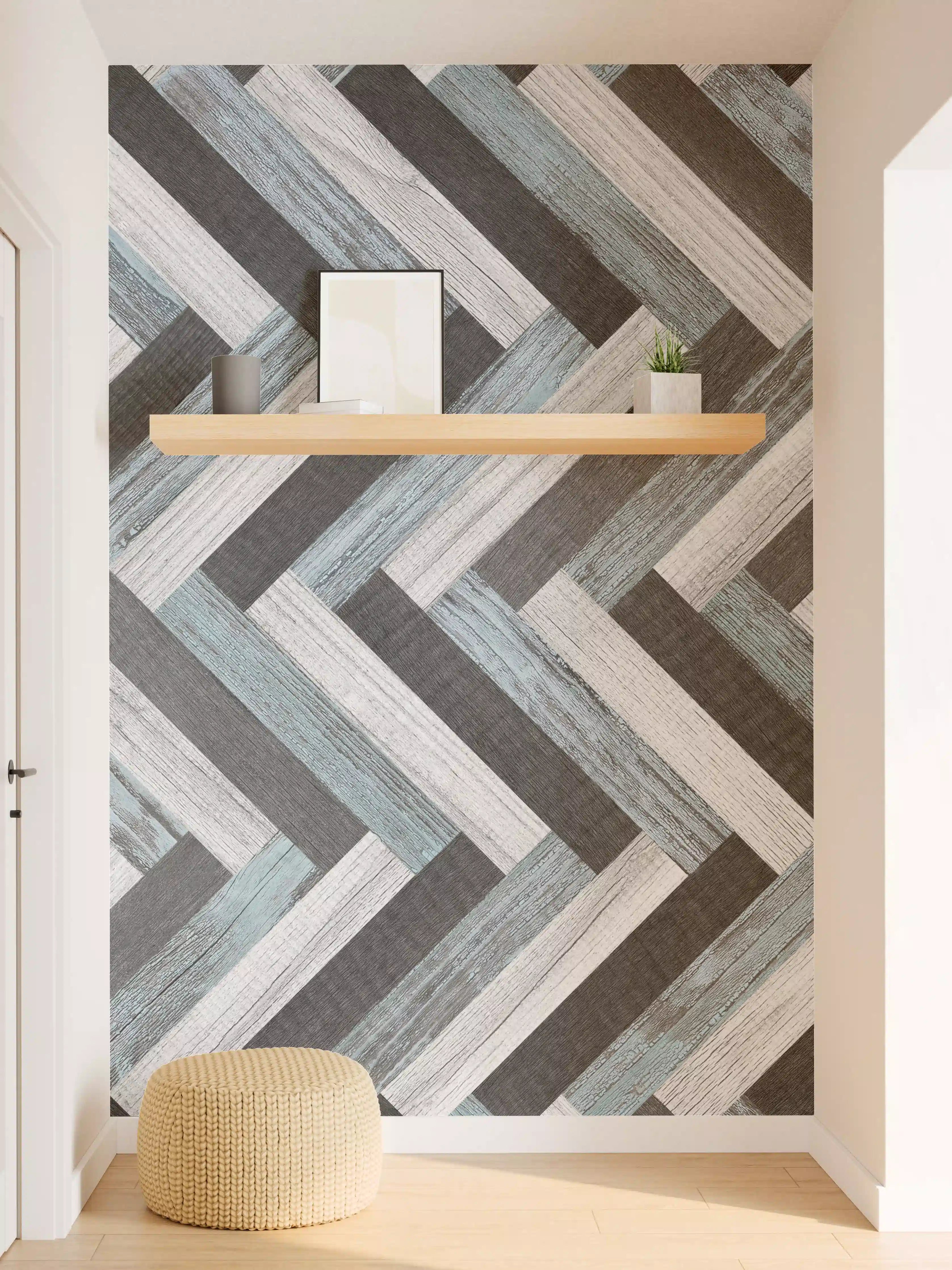 Wandverkleidung Flur - Elegantes Muster in Grau und Schwarz