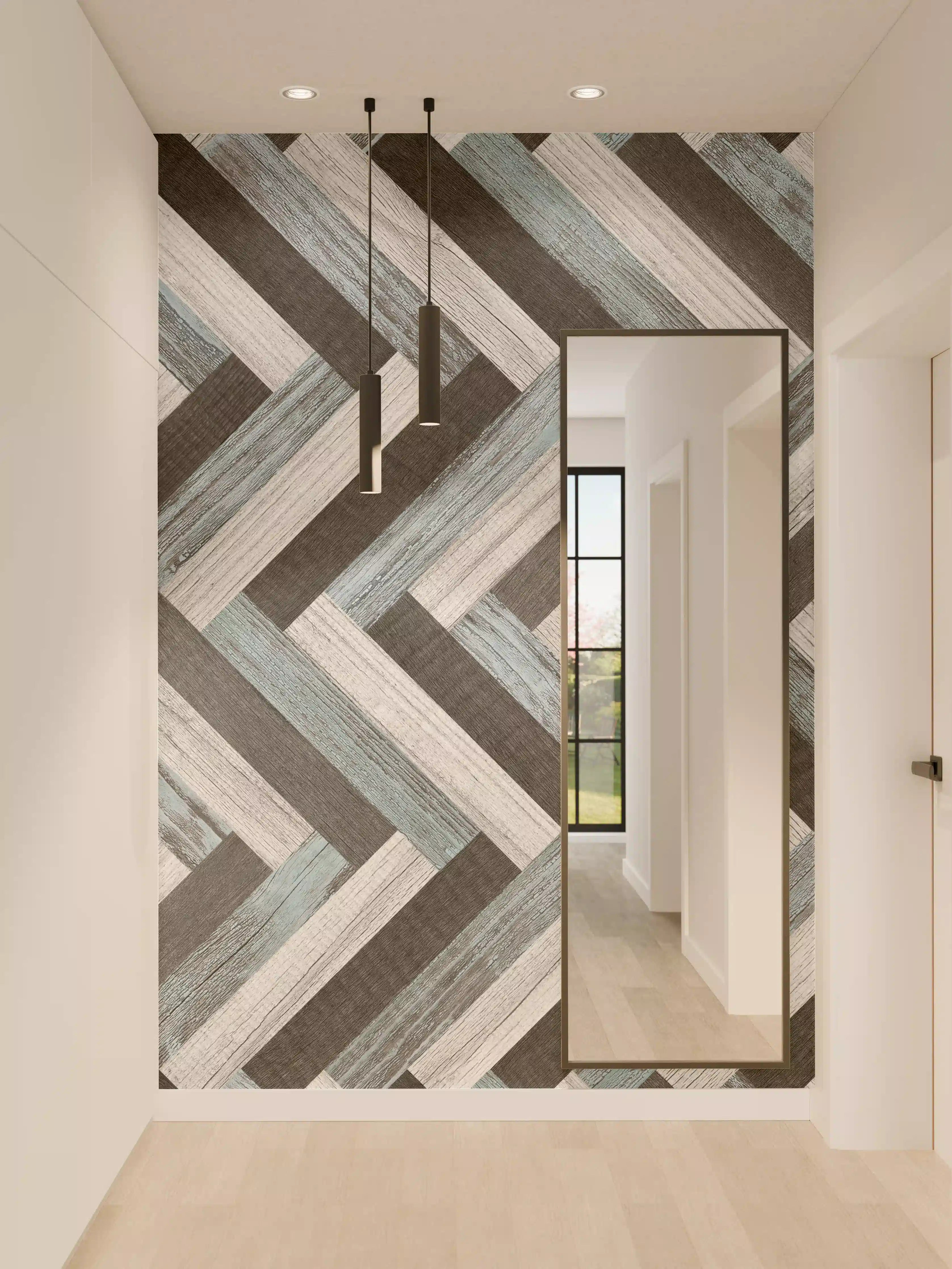 Wandverkleidung Flur - Elegantes Muster in Grau und Schwarz