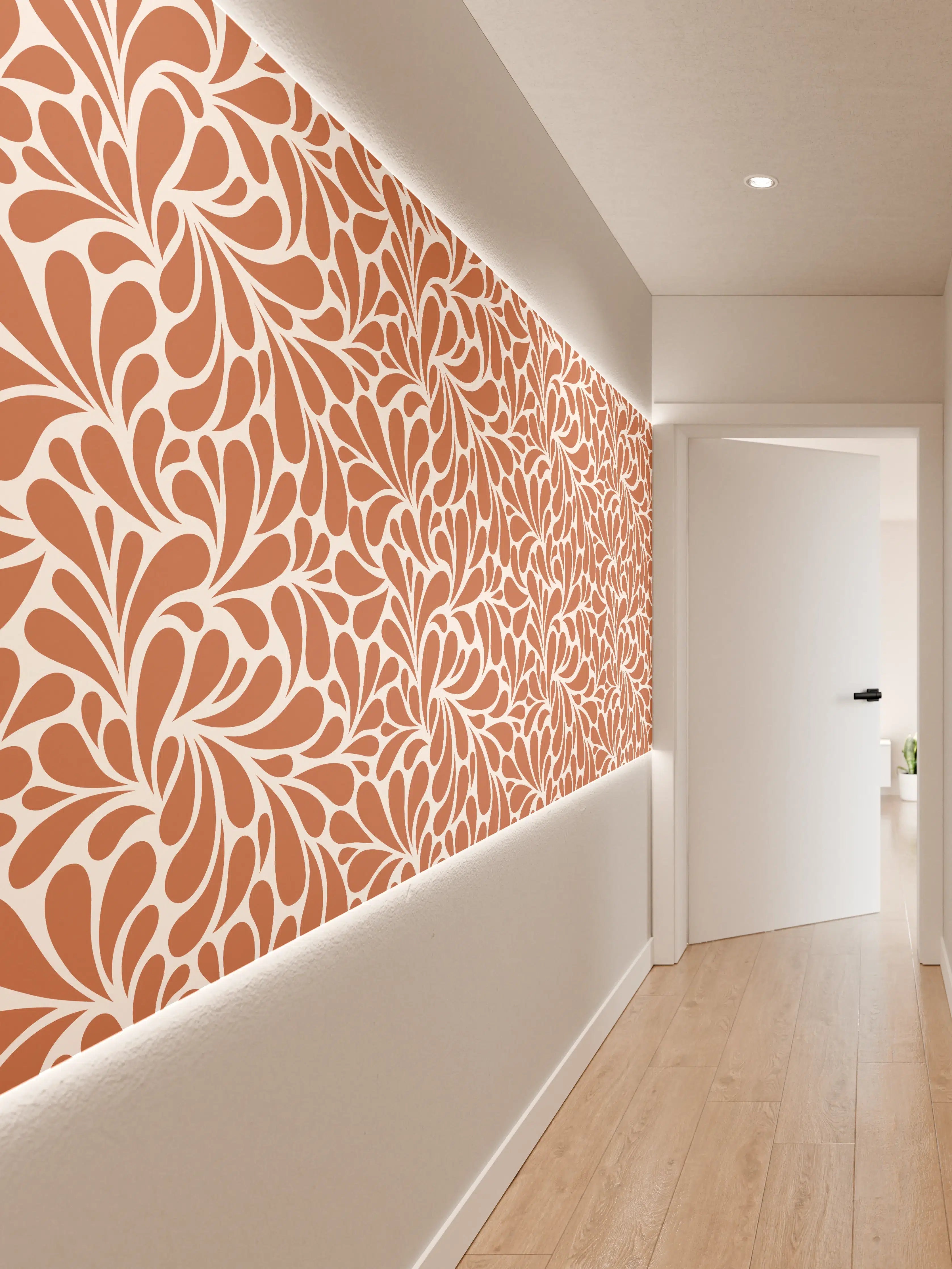 Wandverkleidung Flur - Elegantes Muster in Warmer Farbpalette