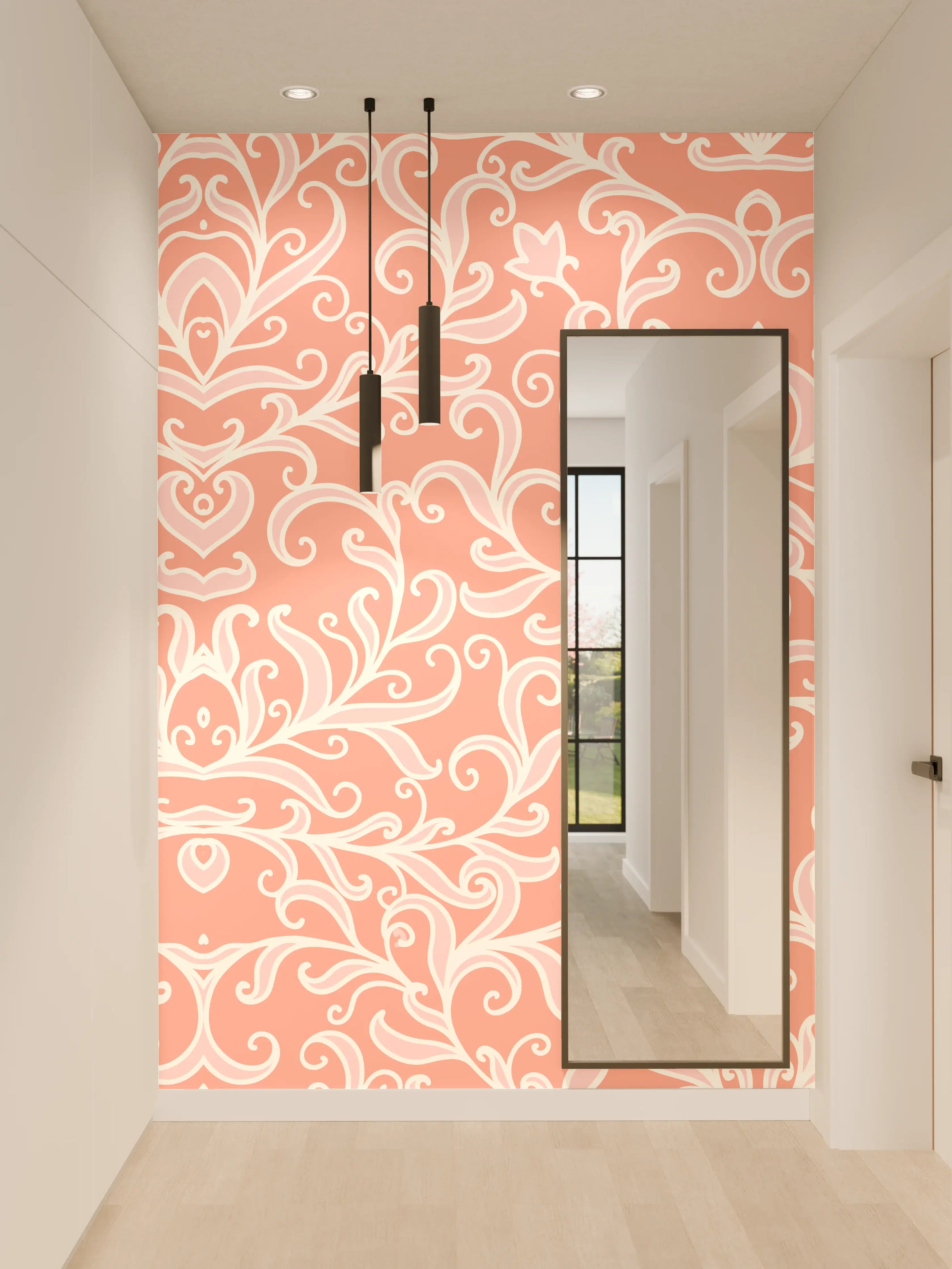 Wandverkleidung Flur - Elegantes Ornamentmuster in Pastell