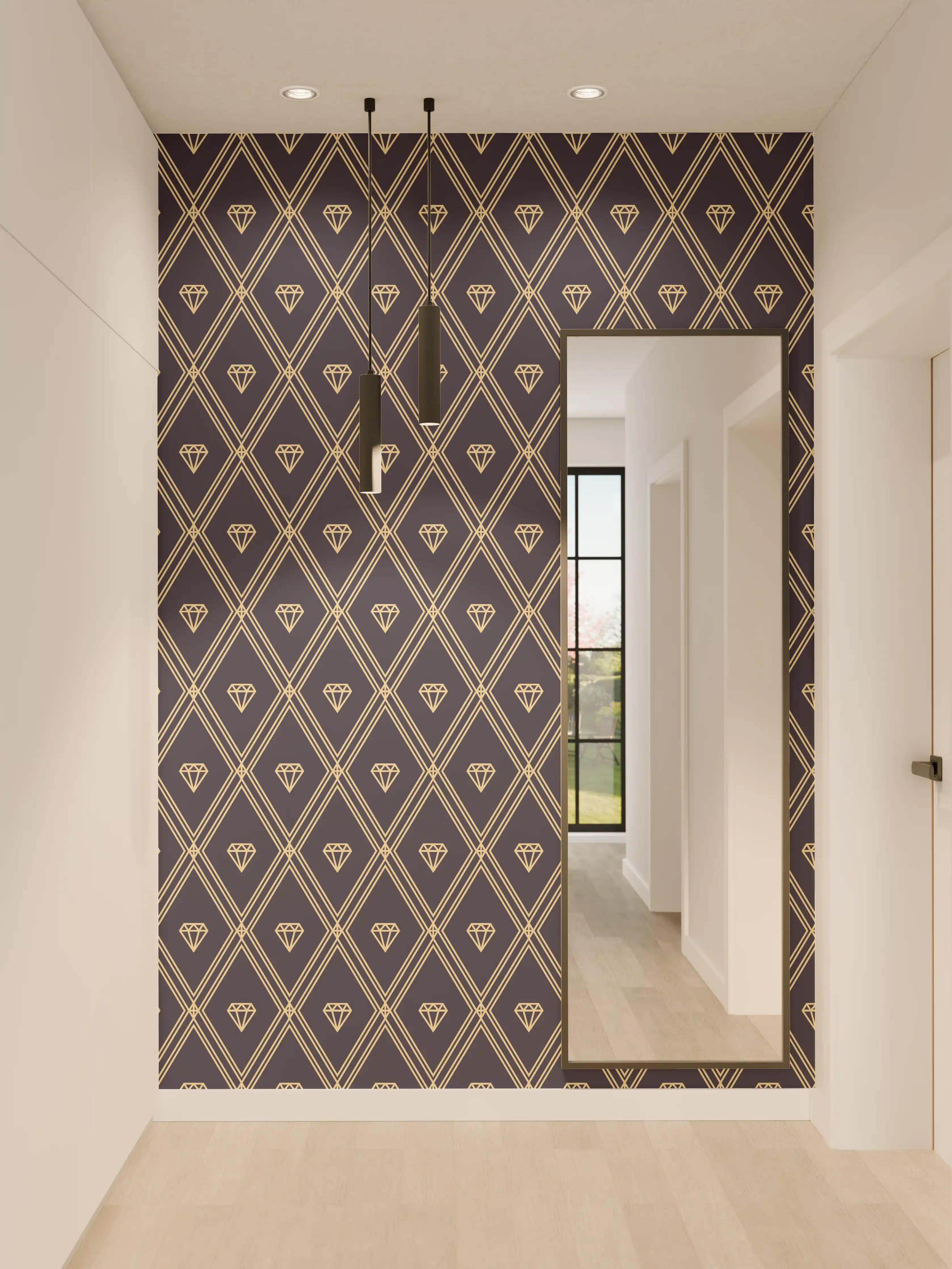 Wandverkleidung Flur - Elegantes Schmuckmuster vor dunklem Hintergrund