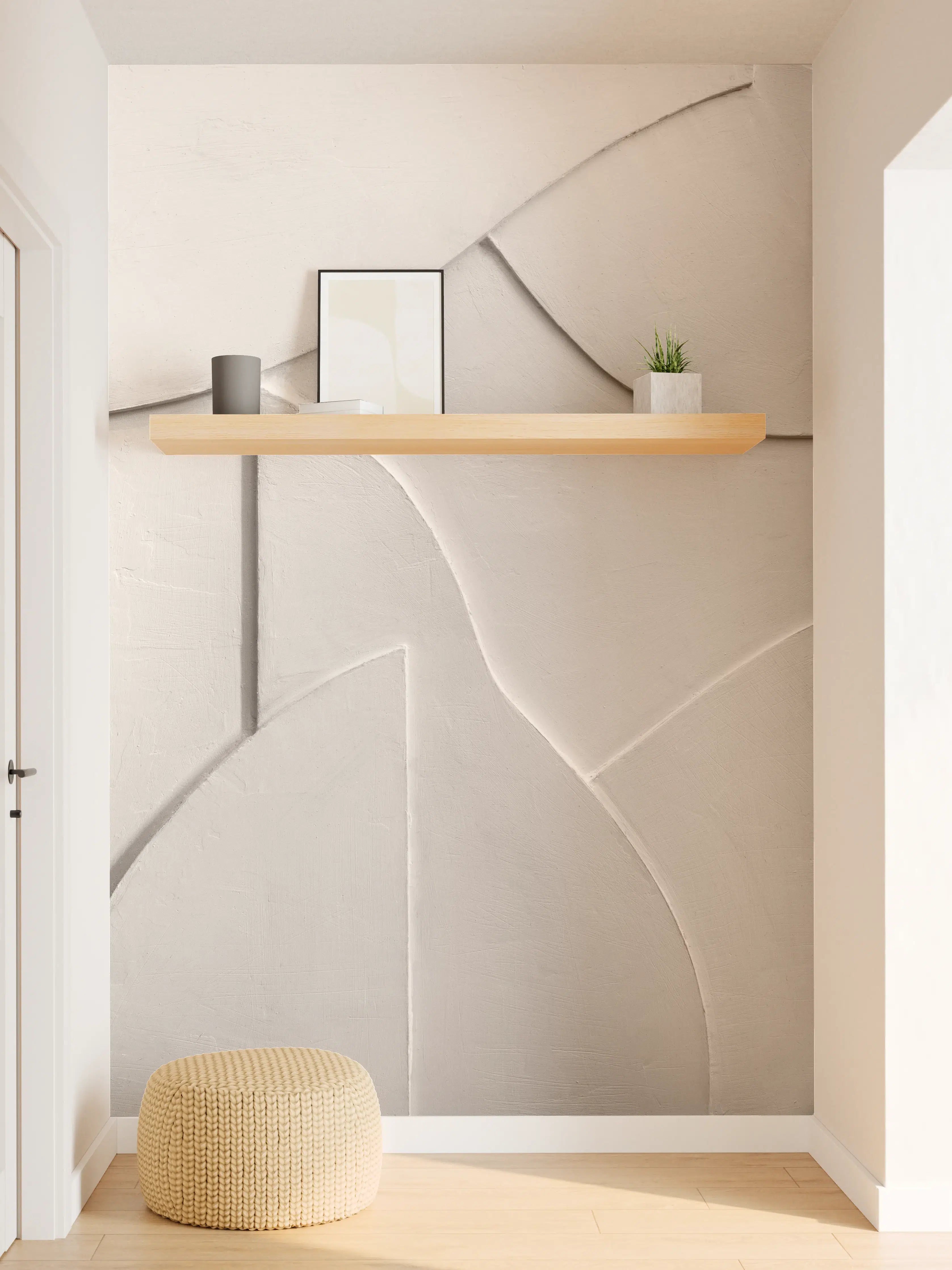 Wandverkleidung Flur - Elegantes Wanddesign in Weiß mit organischer Struktur