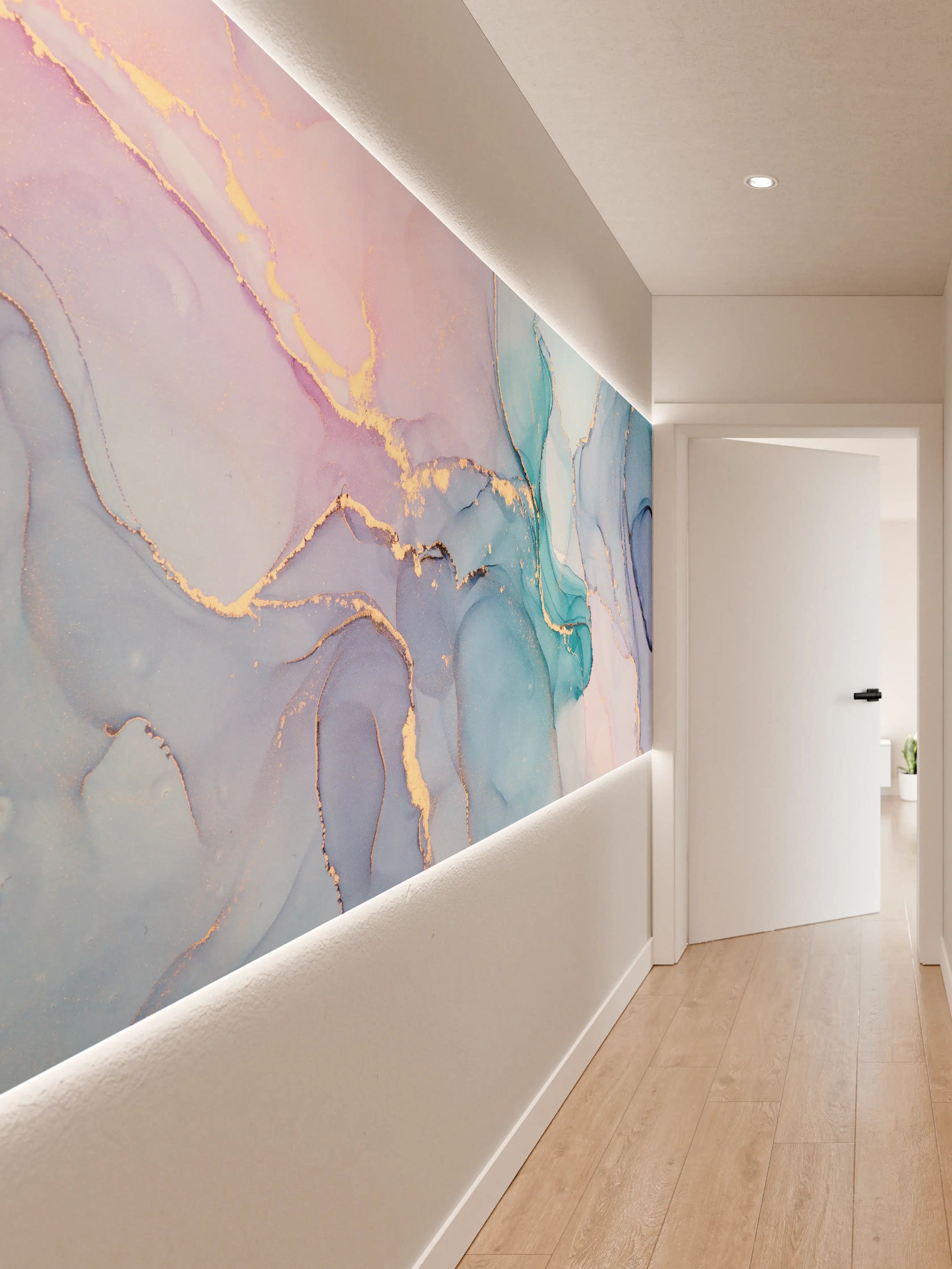 Wandverkleidung Flur - Elegantes Wasserfarben-Marble-Design