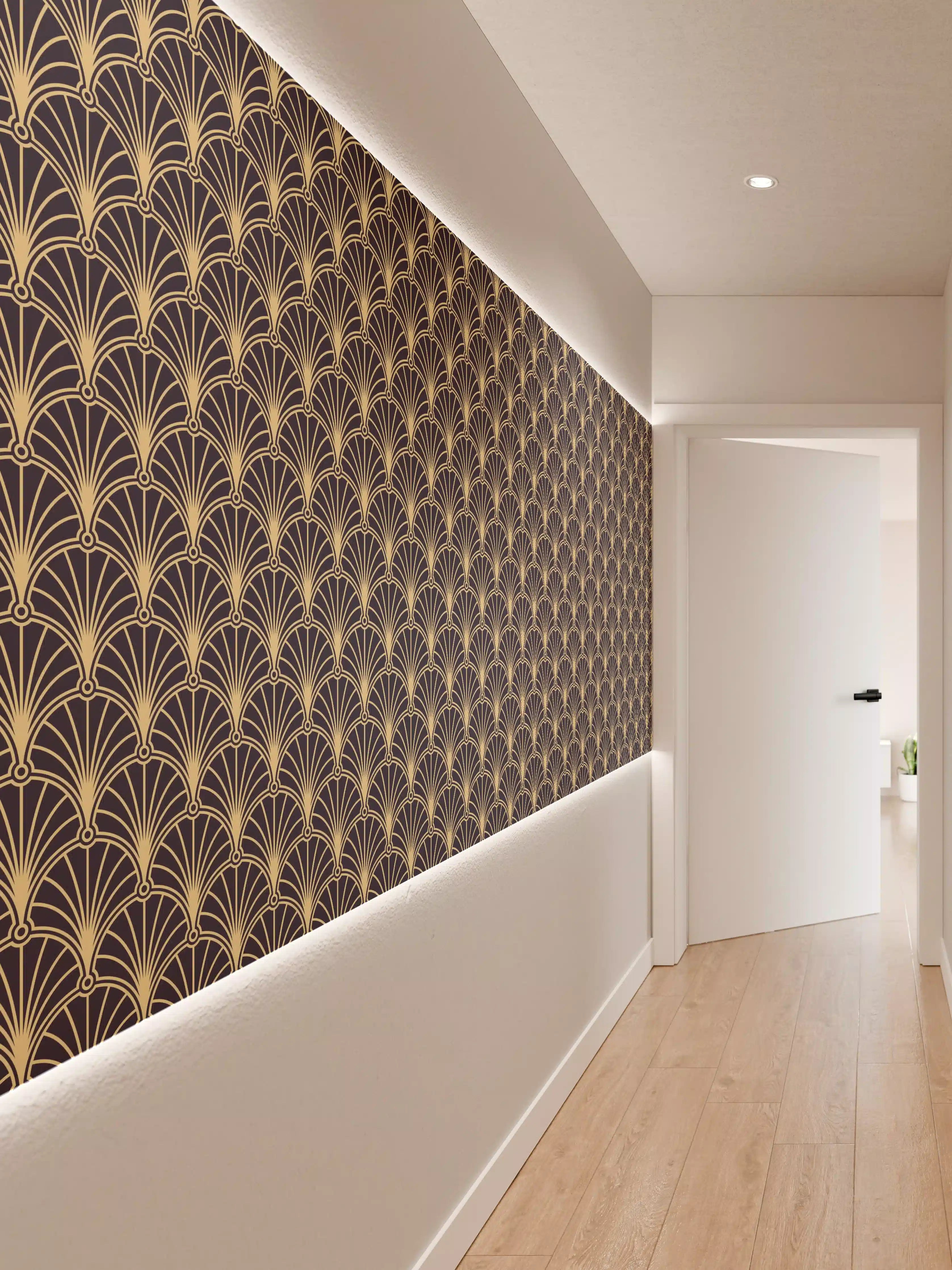 Wandverkleidung Flur - Elegantes anthrazitfarbenes Designer-Muster