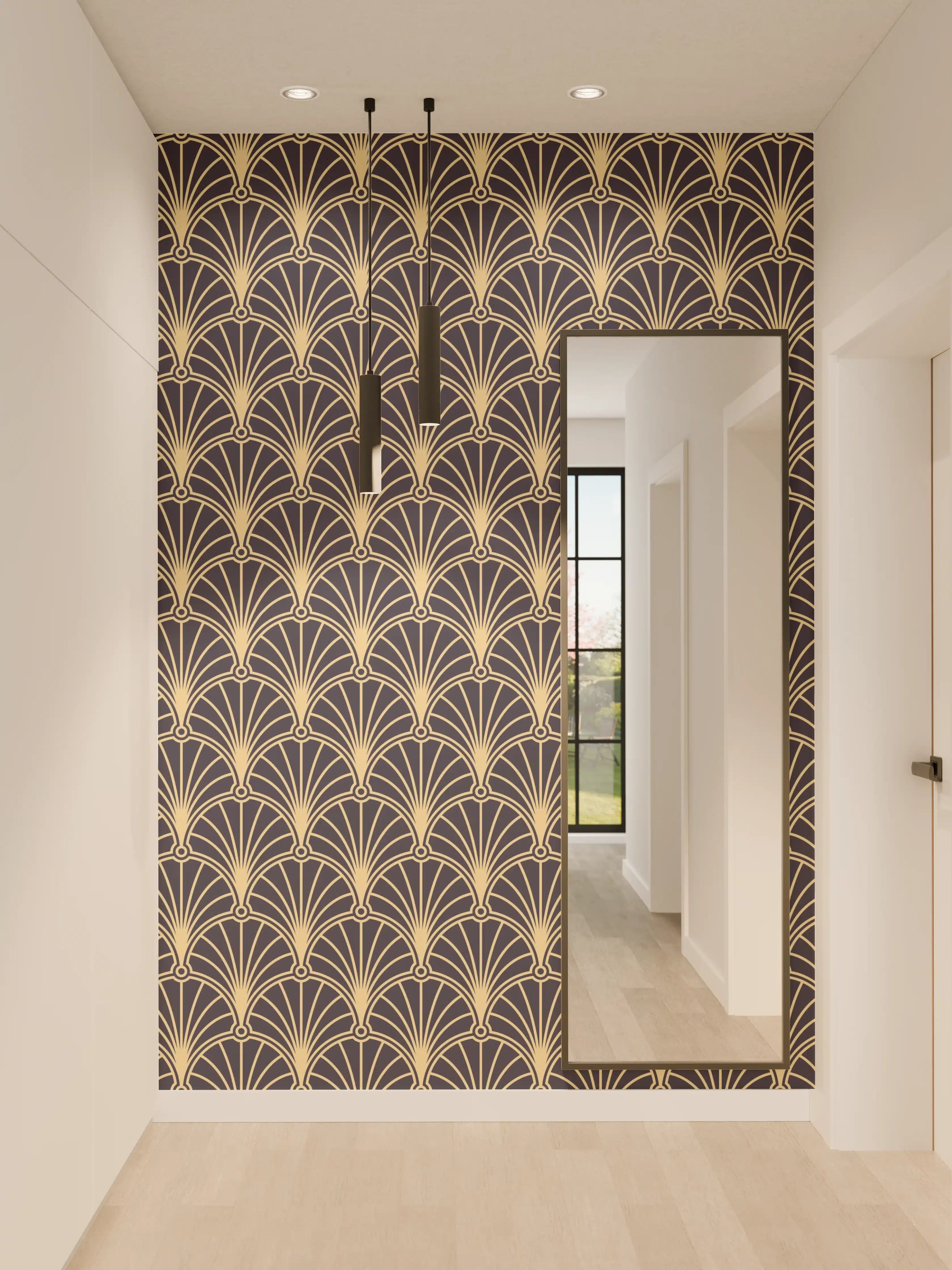 Wandverkleidung Flur - Elegantes anthrazitfarbenes Designer-Muster