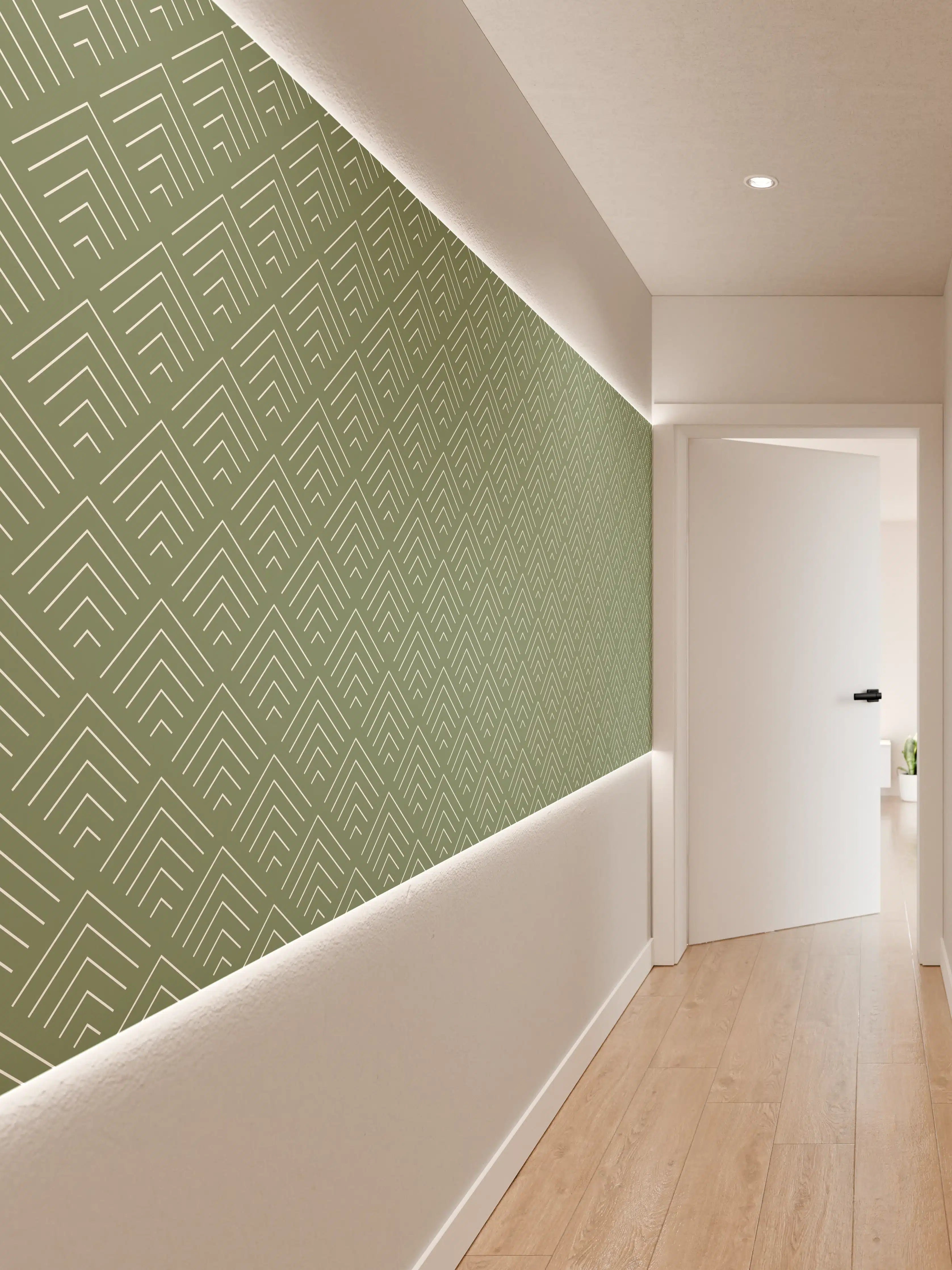 Wandverkleidung Flur - Elegantes geometrisches Muster in Grün