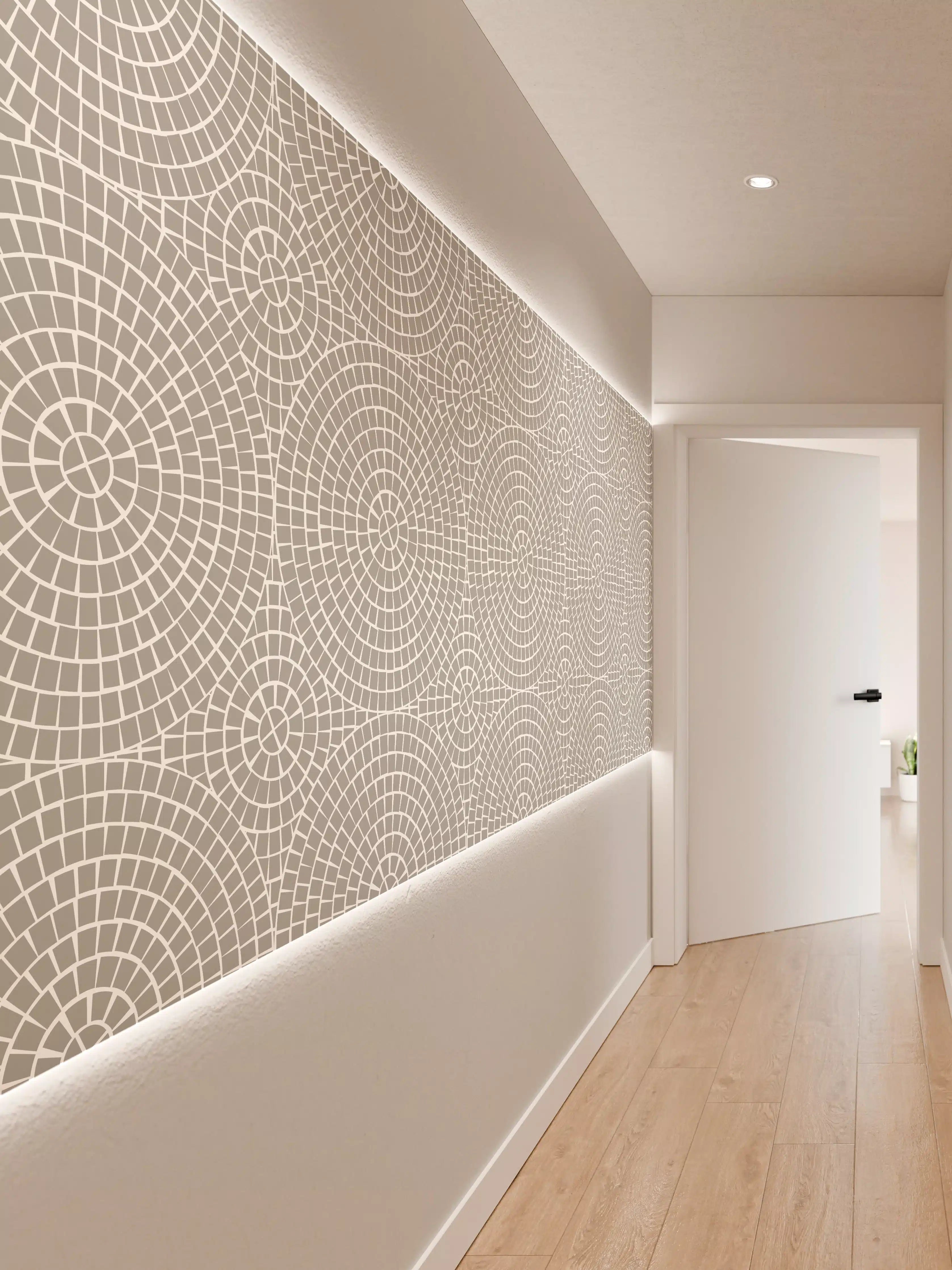 Wandverkleidung Flur - Elegantes geometrisches Muster in dezenten Tönen