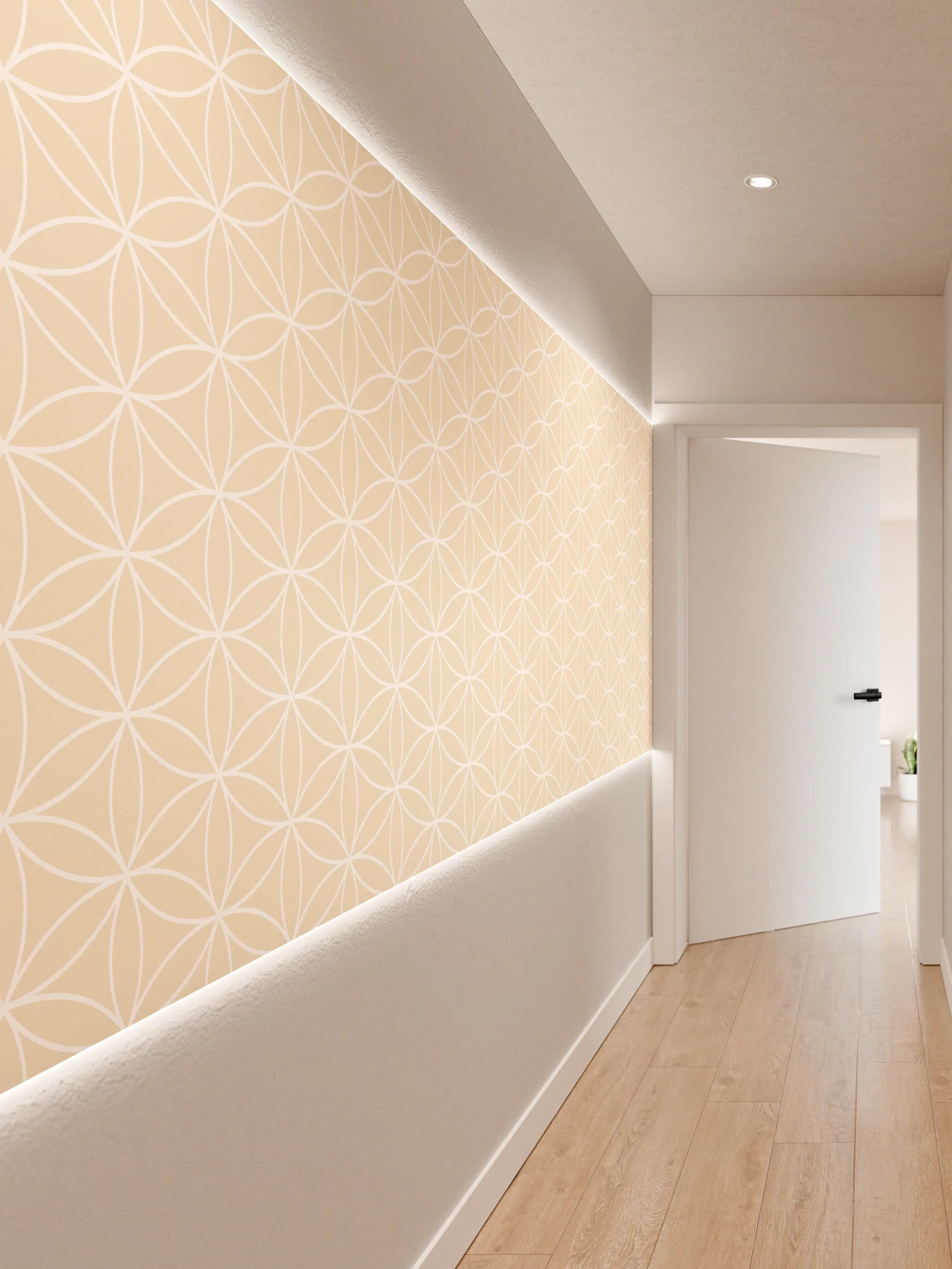 Wandverkleidung Flur - Elegantes geometrisches Muster in neutralen Tönen