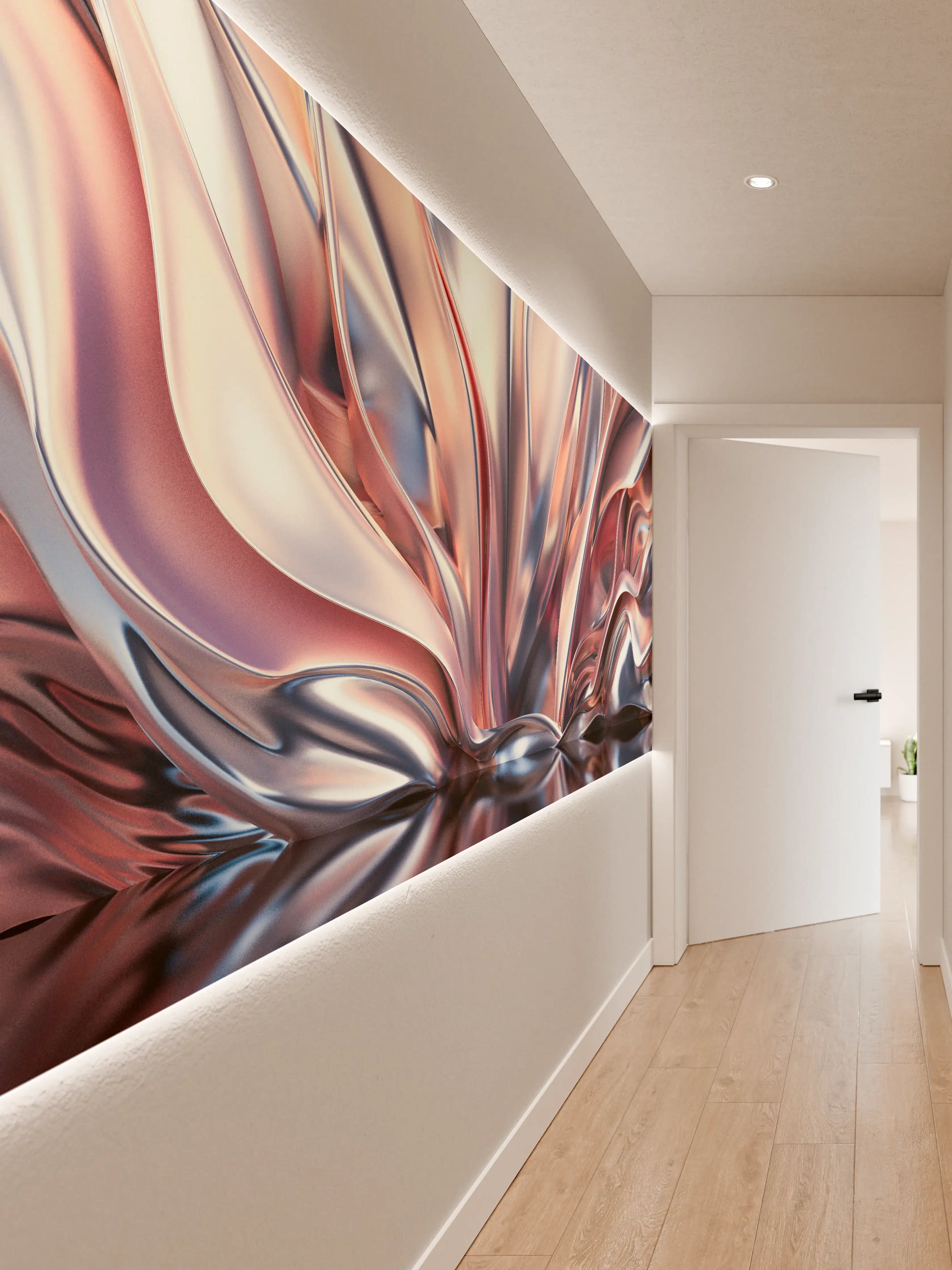 Wandverkleidung Flur - Elegantes metallisches Kunstwerk