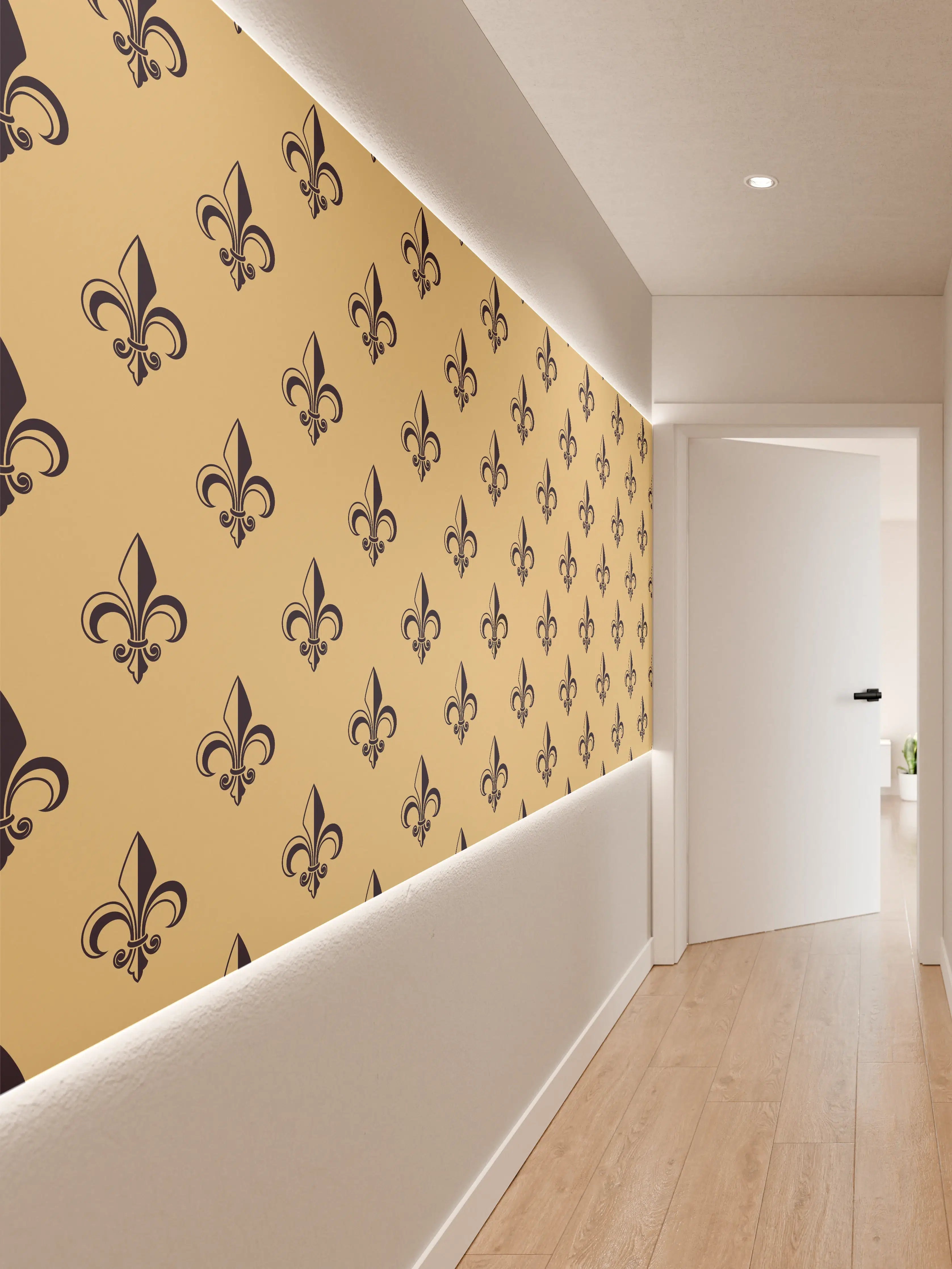 Wandverkleidung Flur - Elegantes, geometrisches Muster in Beige und Schwarz