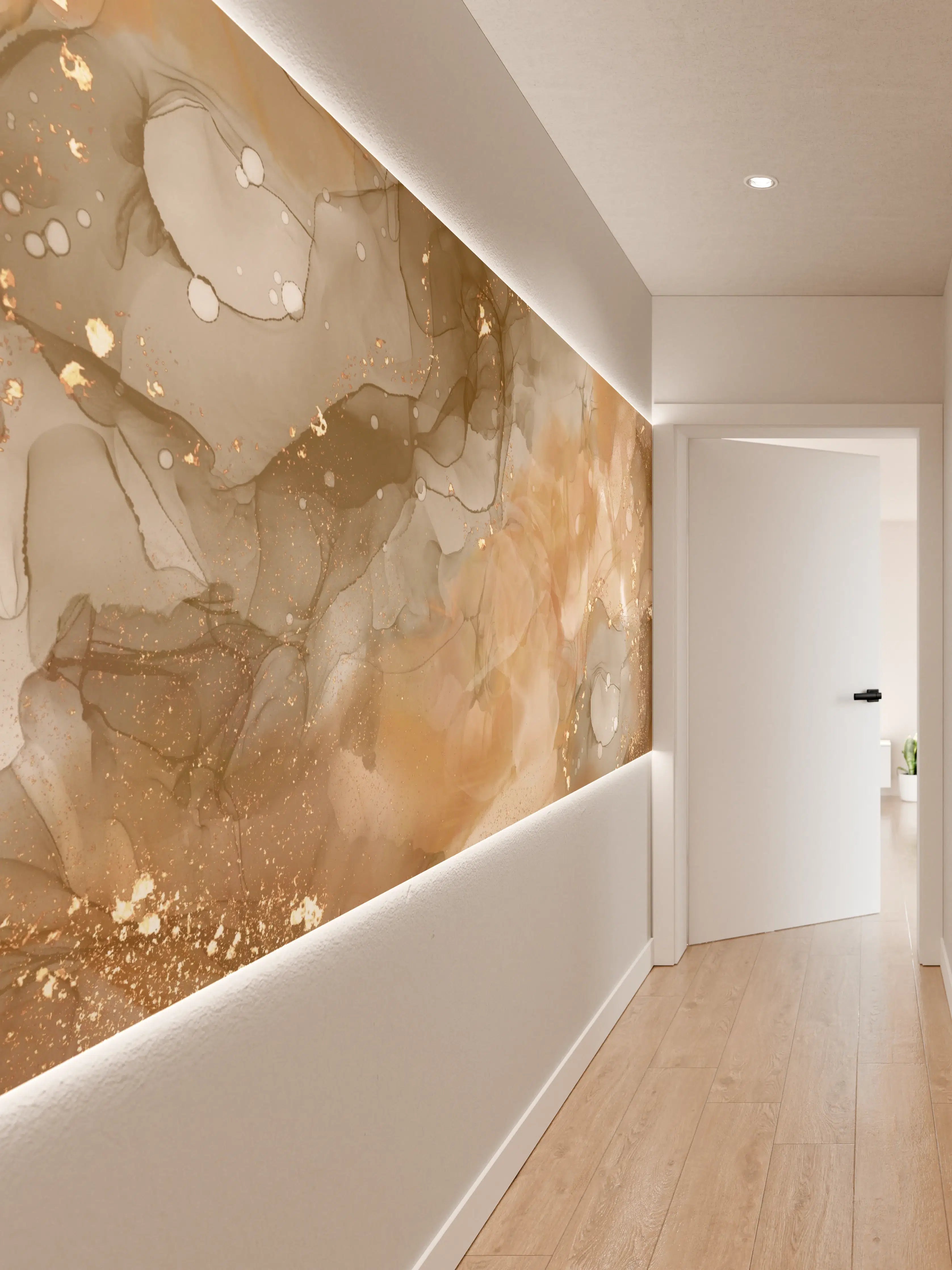 Wandverkleidung Flur - Elegantes, neutrales Kunstwerk in warmen Tönen